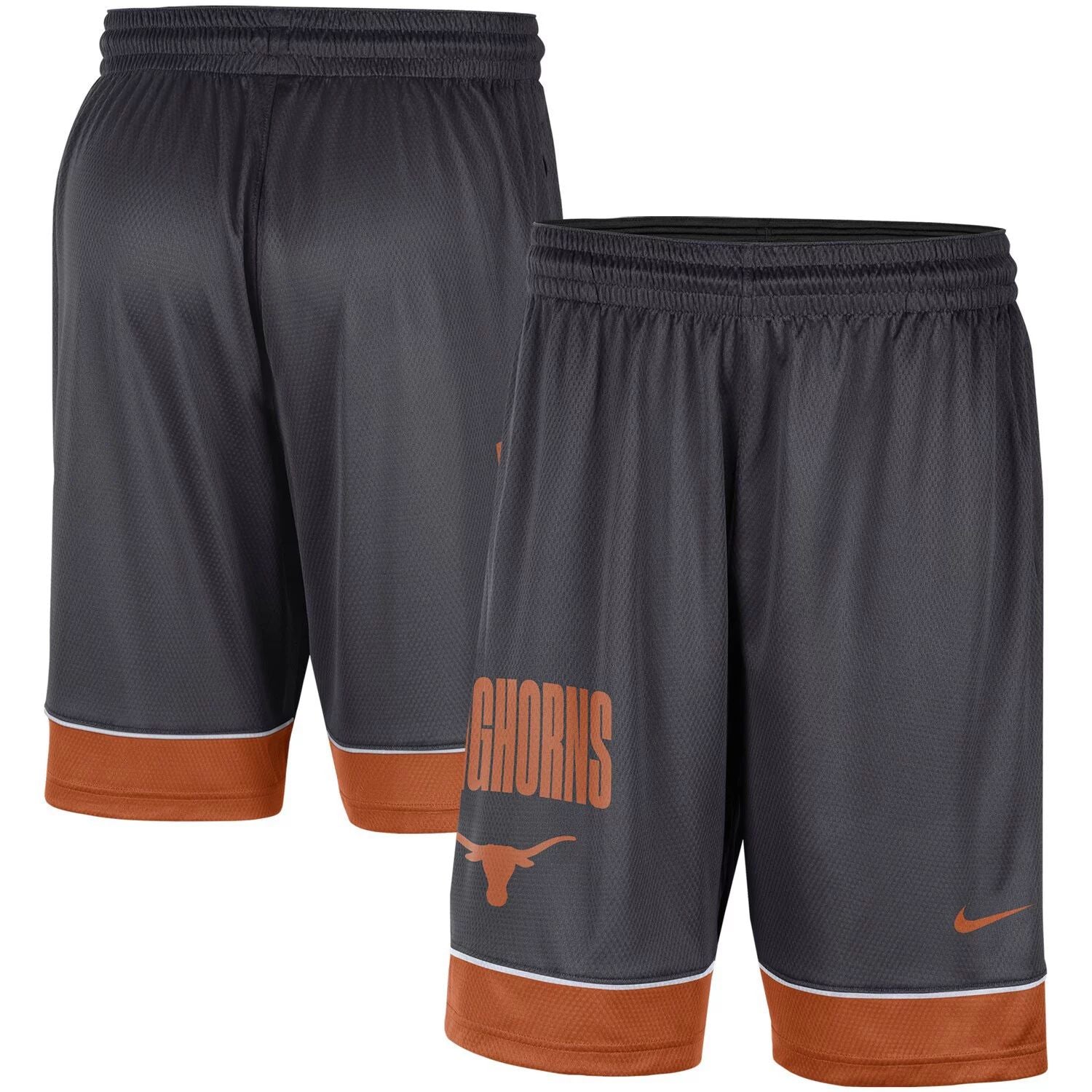 Texas Longhorns Men's Fast Break Performance Nike Shorts in Dark Grey/Orange