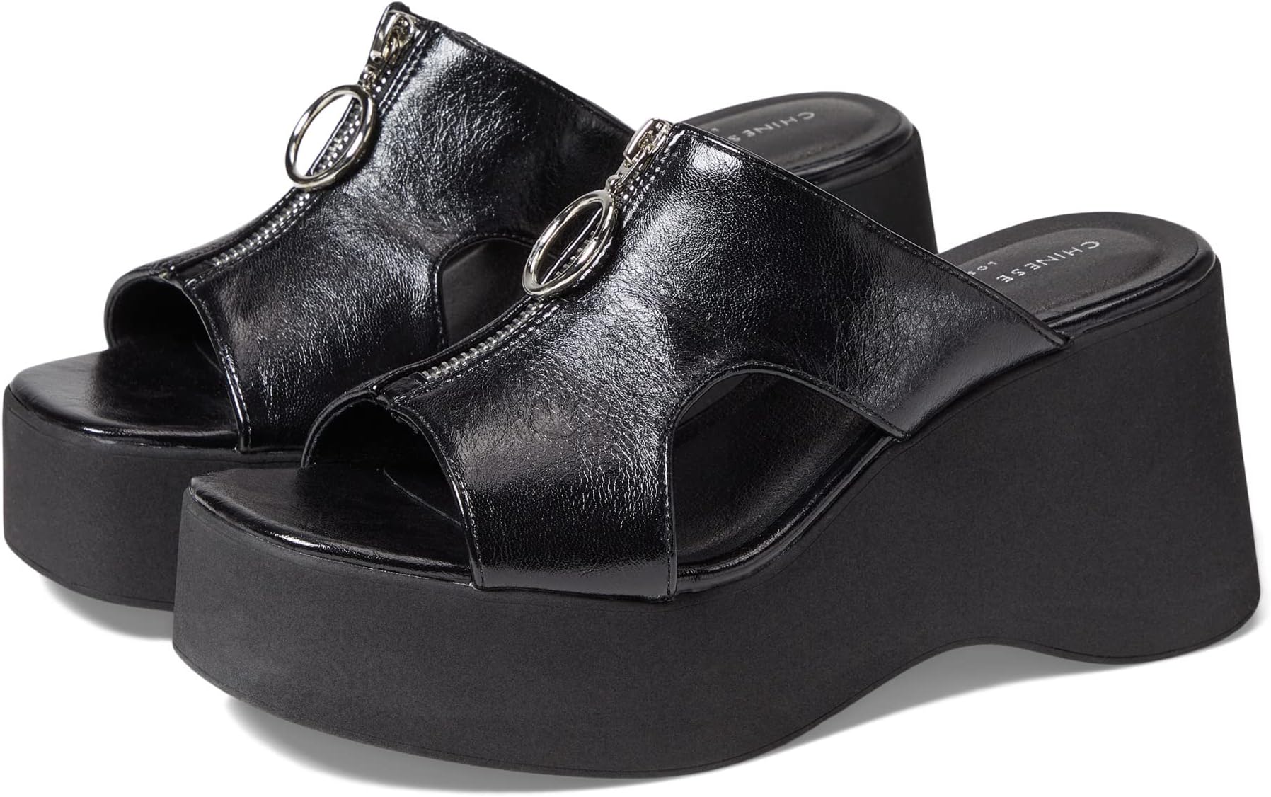 Taysha Chinese Laundry Sandals, Black Smooth