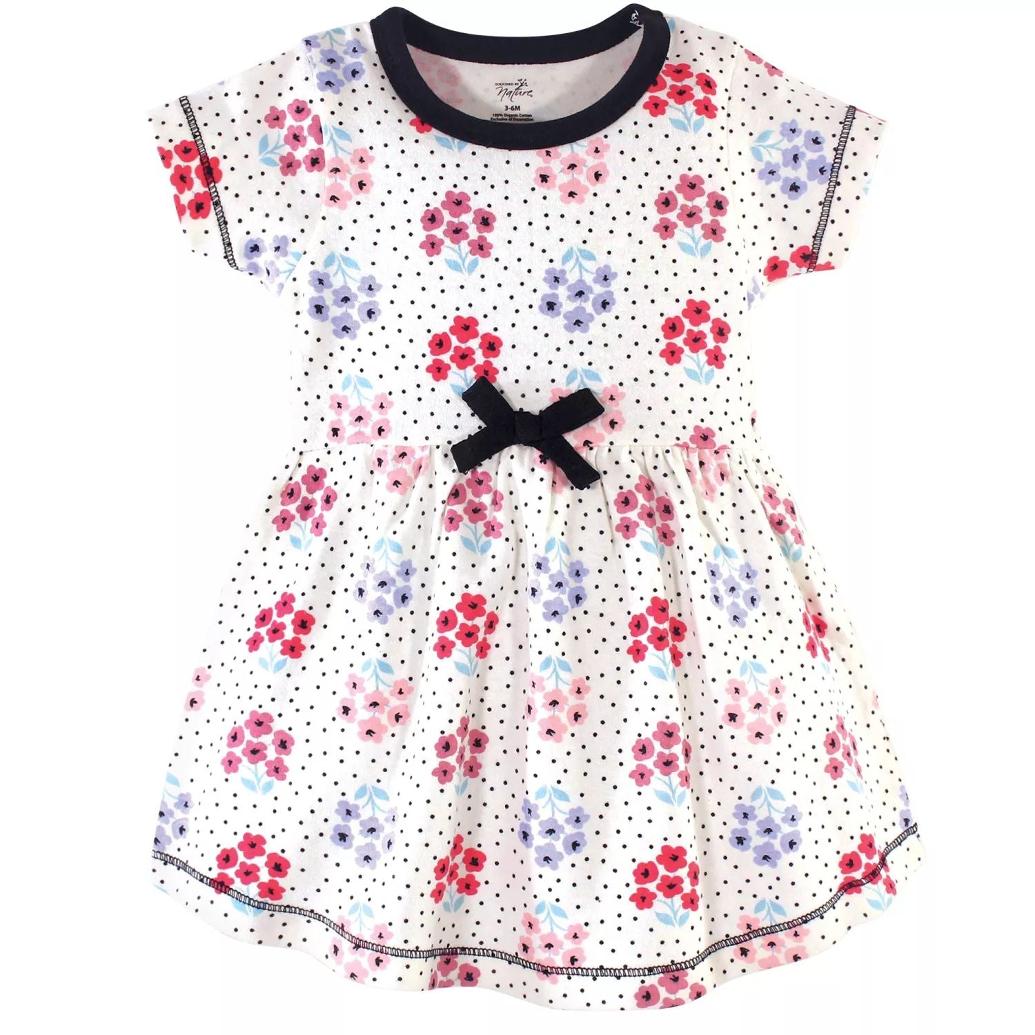 Organic Cotton Short Sleeve Dresses for Toddlers and Teen Girls Touched by Nature , 2 pcs. , flower polka dots Touched by Nature