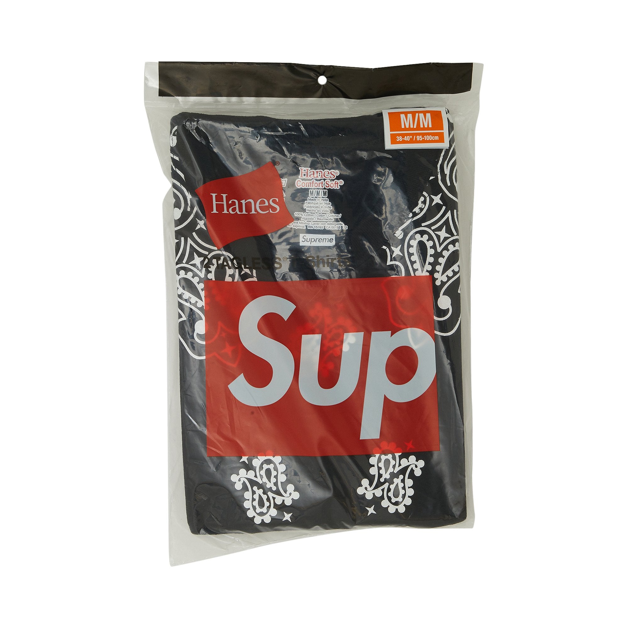 تي شيرتات Supreme x Hanes Tagless Bandana (عبوة من قطعتين) باللون الأسود