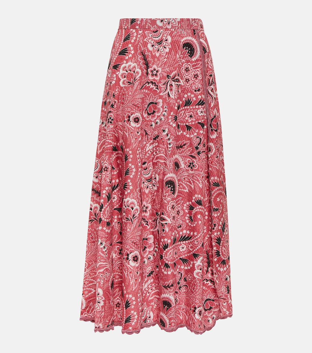 Cotton and silk maxi skirt with paisley pattern Etro, red