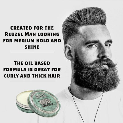 Hair wax Green Grease medium hold Pomade for men 113G, Reuzel