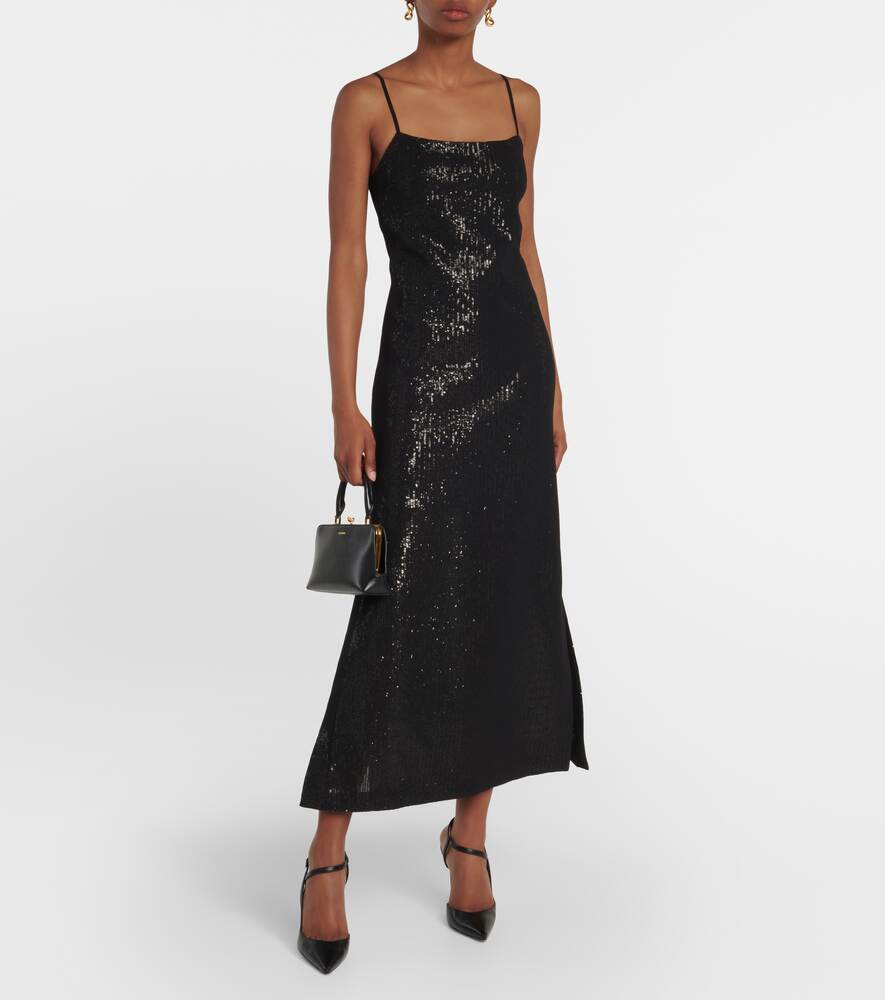 Alias maxi dress in georgette with sequins MAX MARA, black