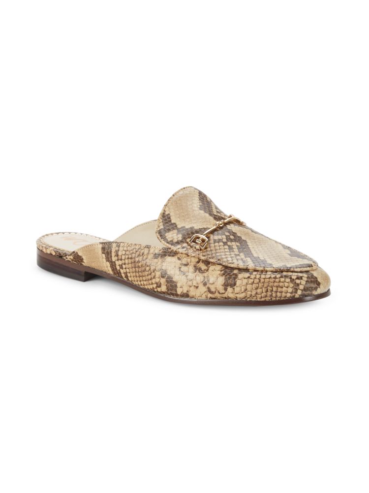 Sam Edelman Python Embossed Leather Linnie Mules in Camel