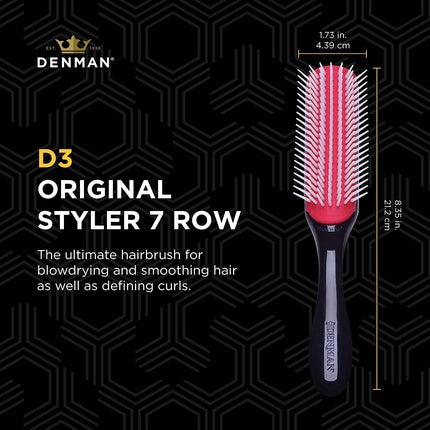 Comb D3 Black handle with red pad 7 rows Black/Red, Denman