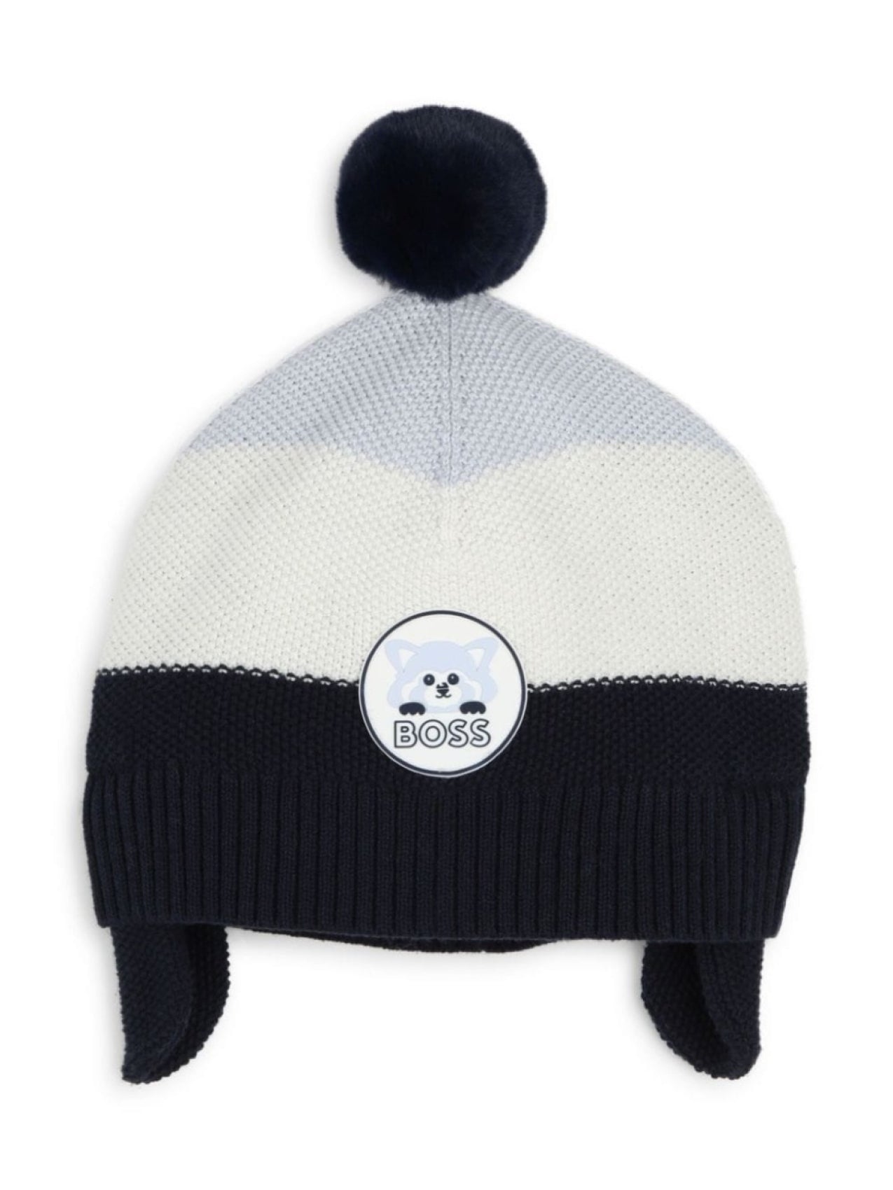 BOSS Kidswear Beanie Hat with Logo Patch, Blue