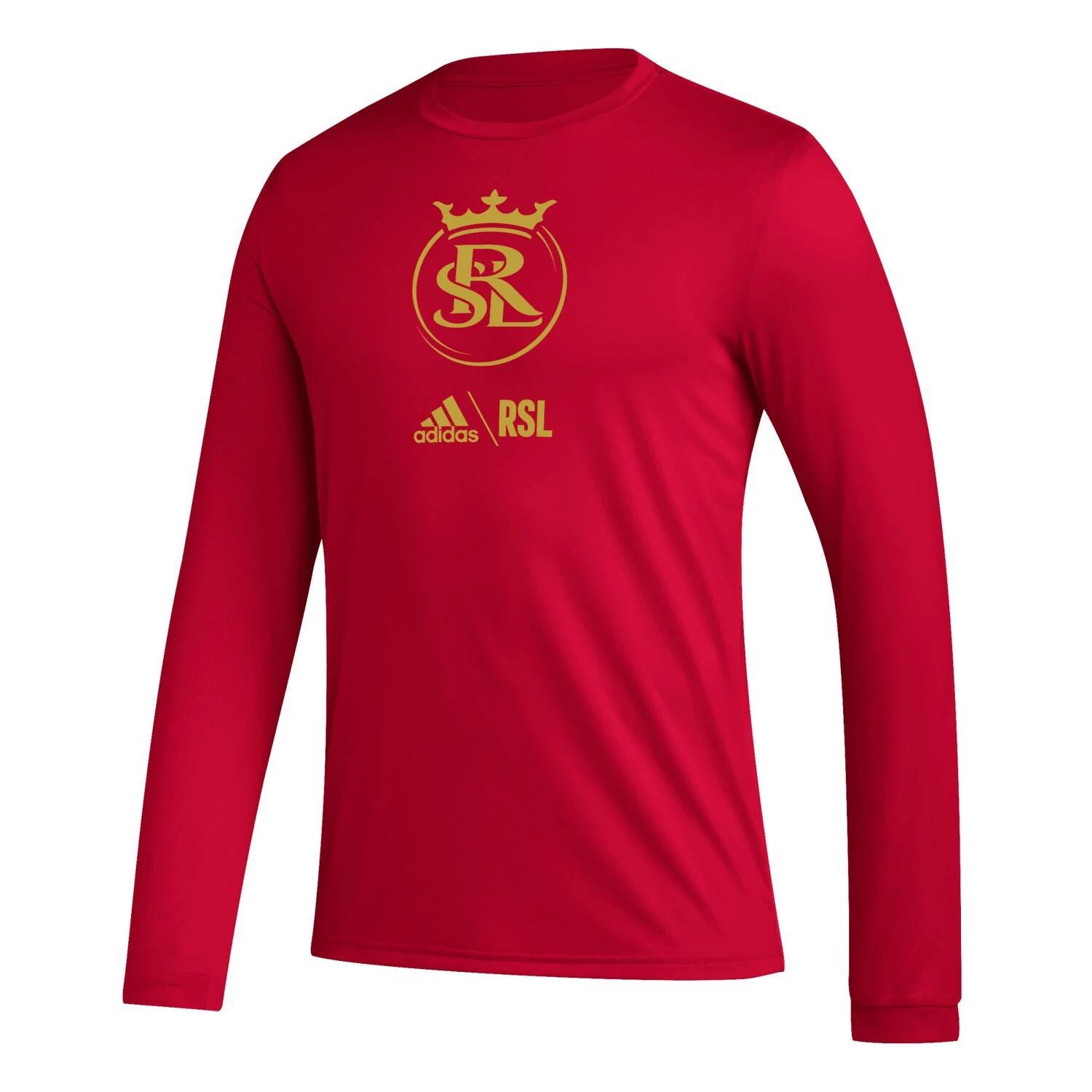 تي شيرت adidas Real Salt Lake Icon للرجال بأكمام طويلة باللون الأحمر