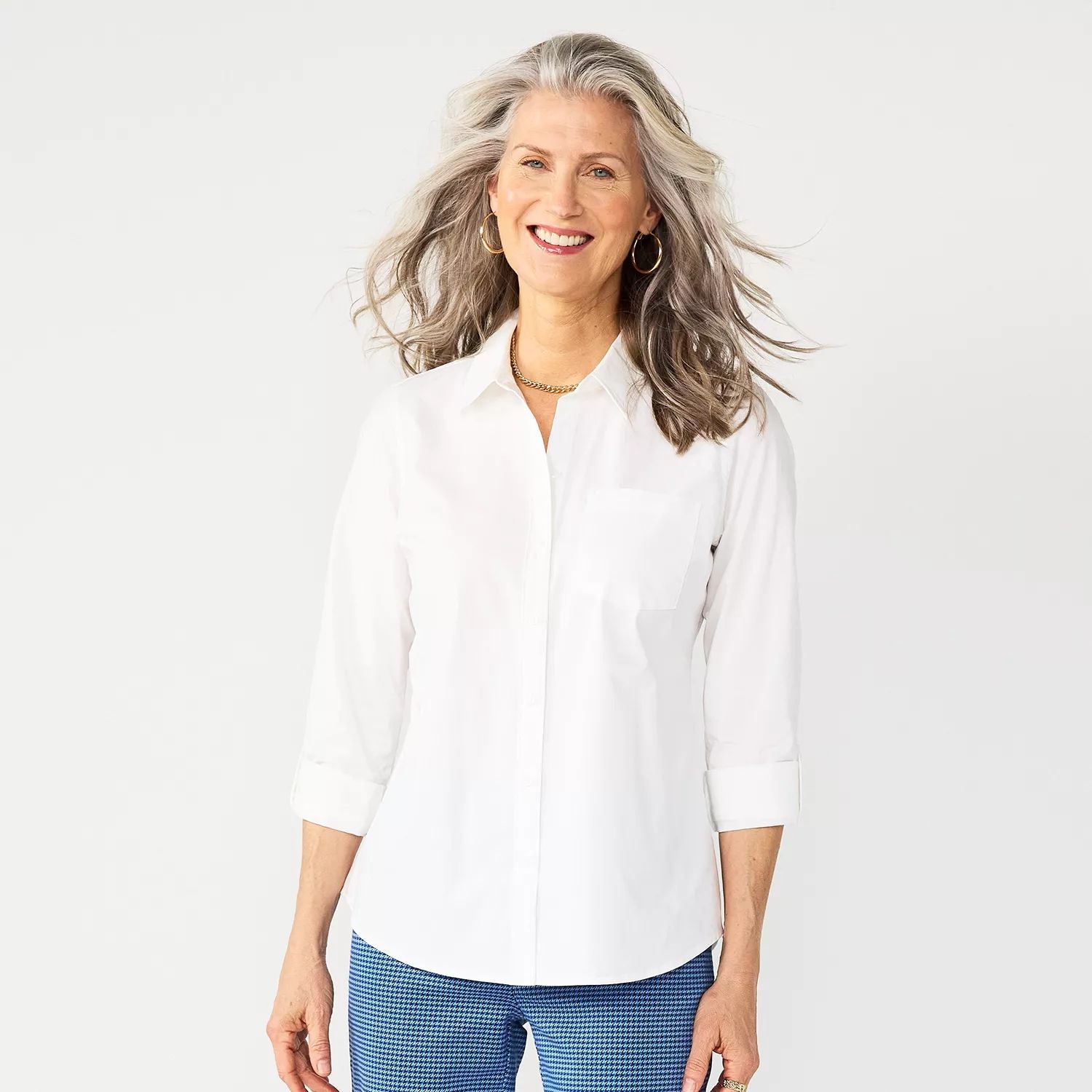 Petite Croft & Barrow Essential Comfort Croft & Barrow Stretch Shirt, White