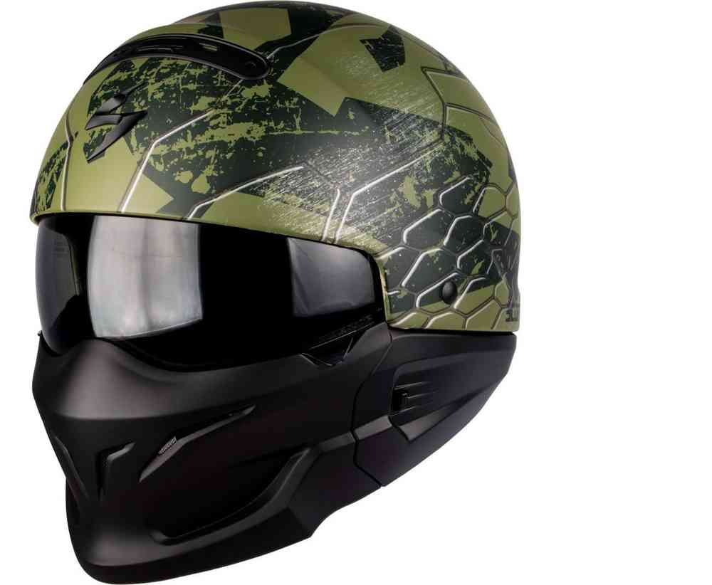 Exo-helmet of the Scorpion warrior, matte black/green