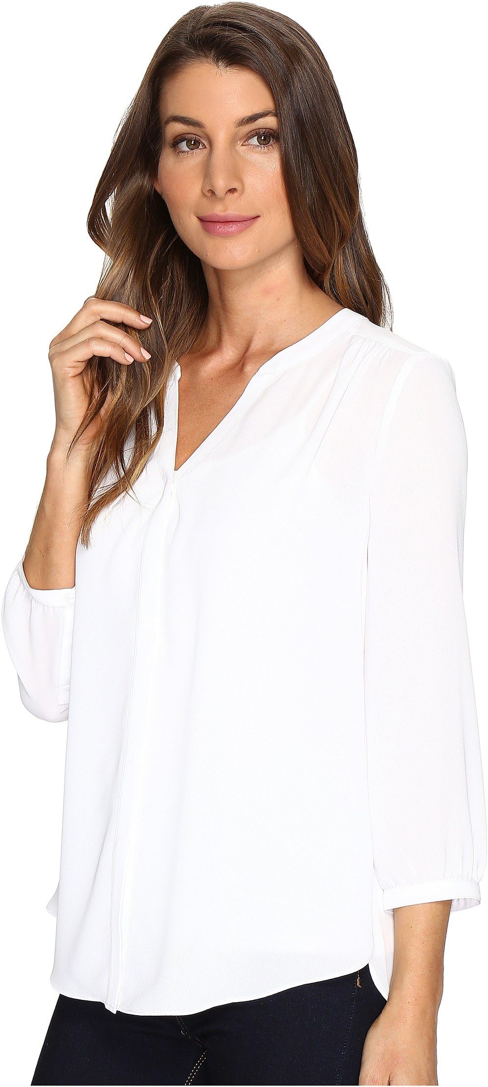 NYDJ Pleated Back Blouse in Optic White