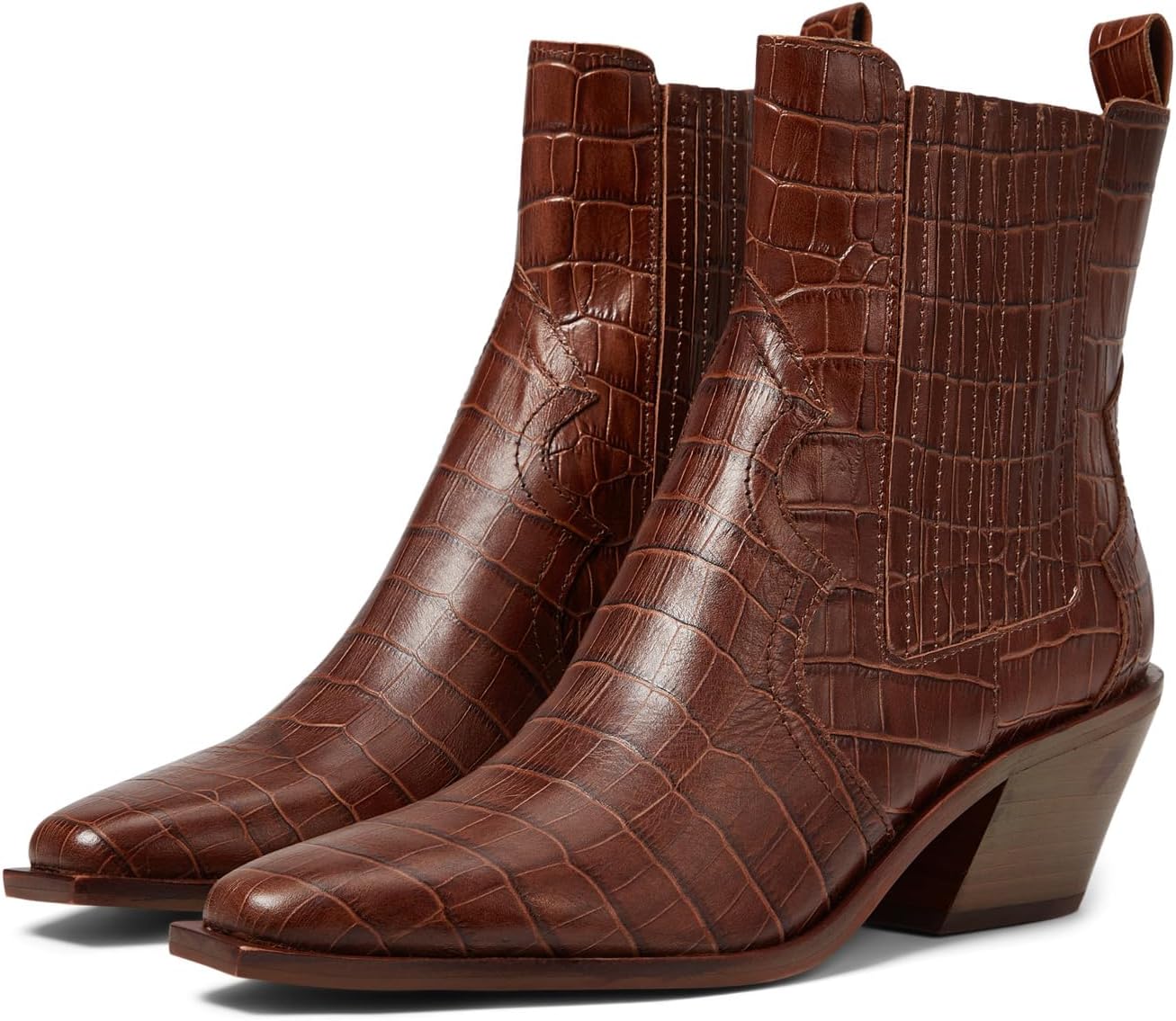 Senna Dolce Vita Chelsea Boots in Walnut Embossed Leather