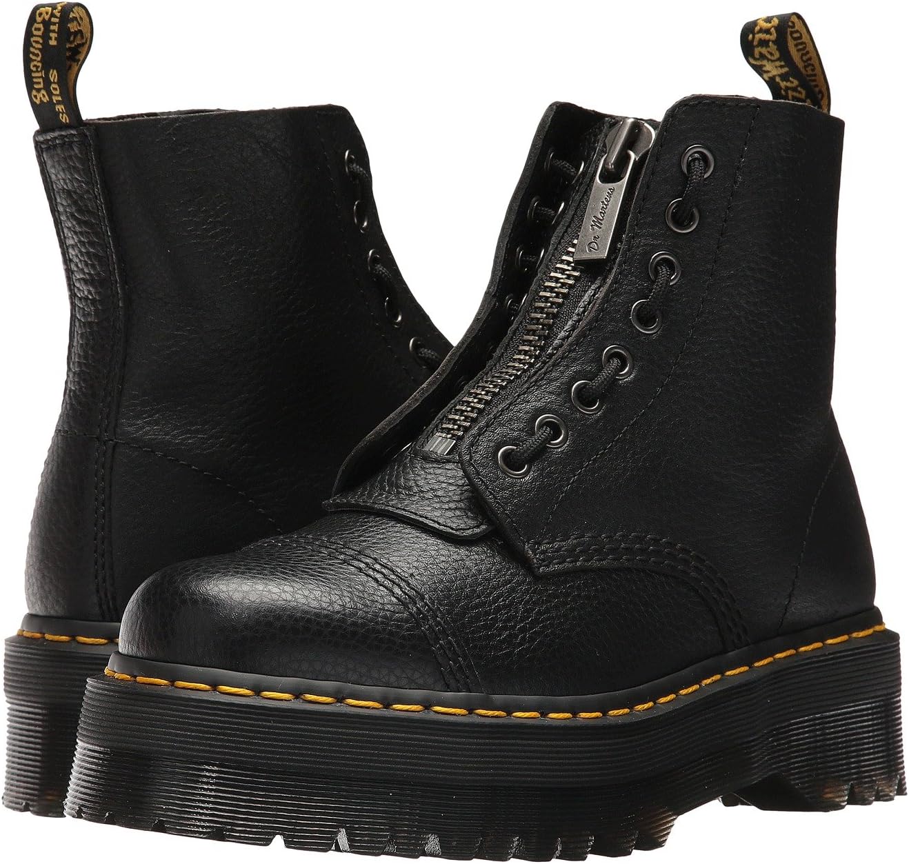 Sinclair Milled Nappa Leather Platform Boots Dr. Martens Black Milled Nappa