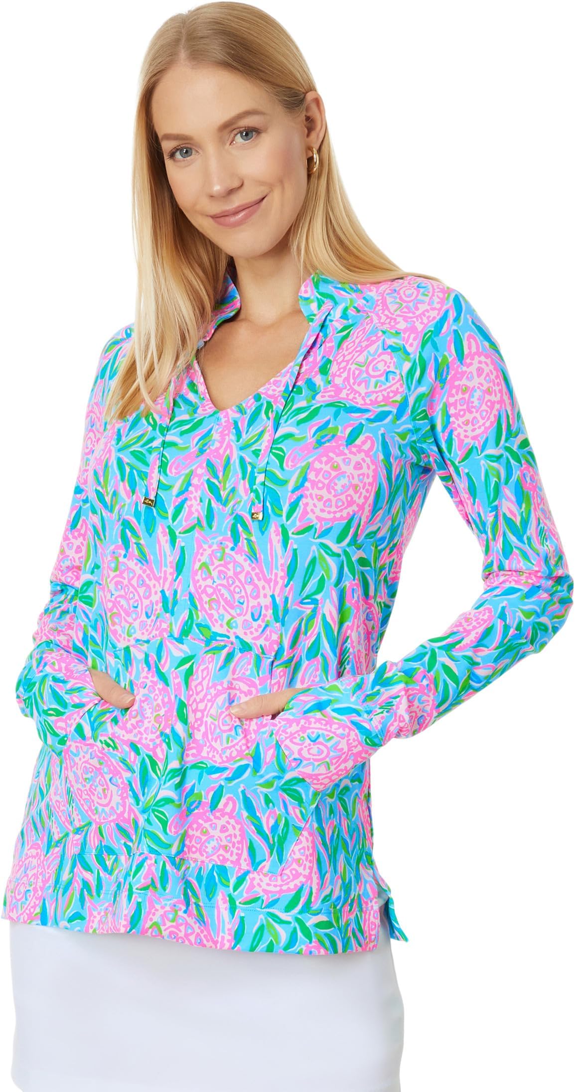 معطف Cassi UPF 50+ Lilly Pulitzer Popover، Frenchie Blue Turtley in Love