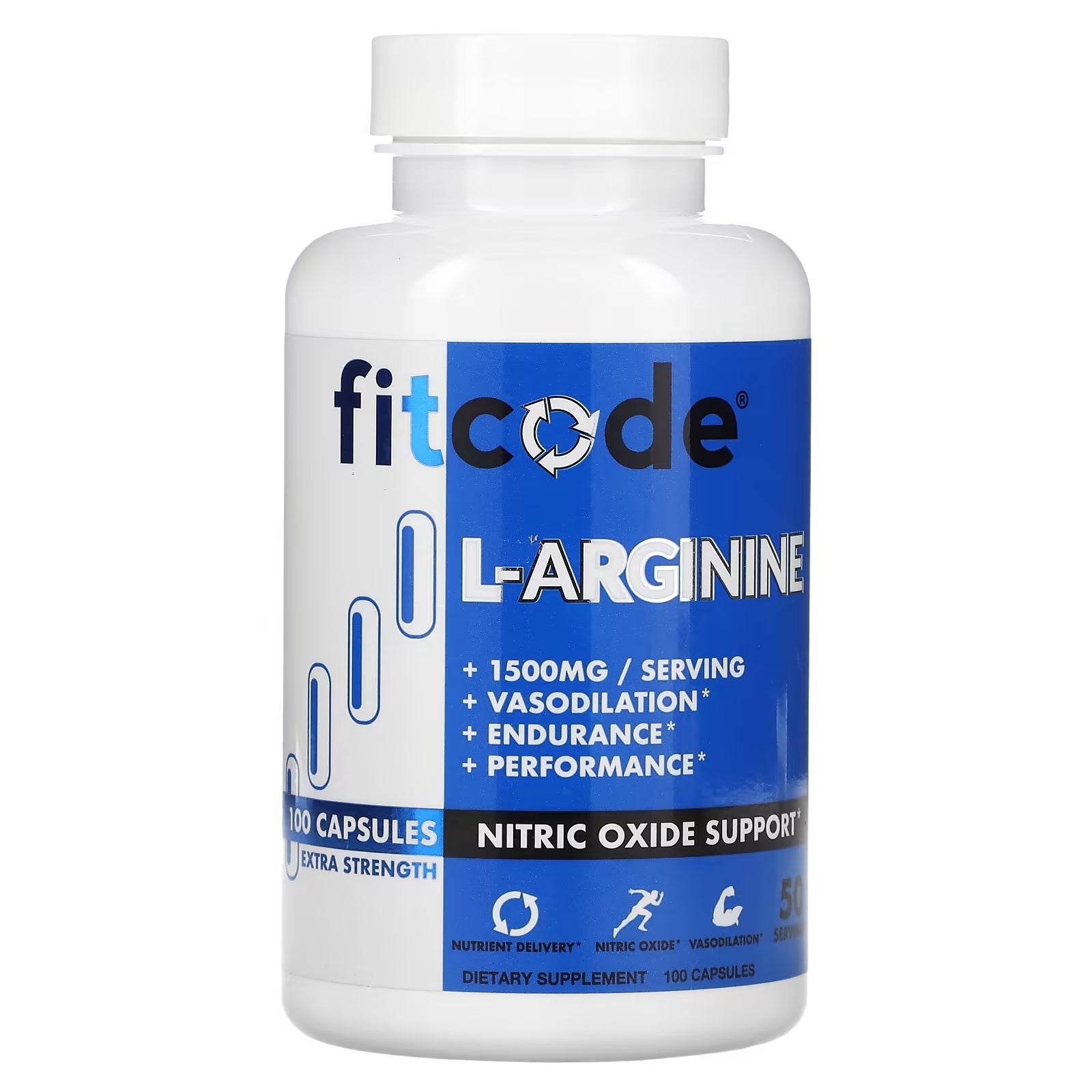 L-arginine FITCODE، 750 مجم، 100 كبسولة