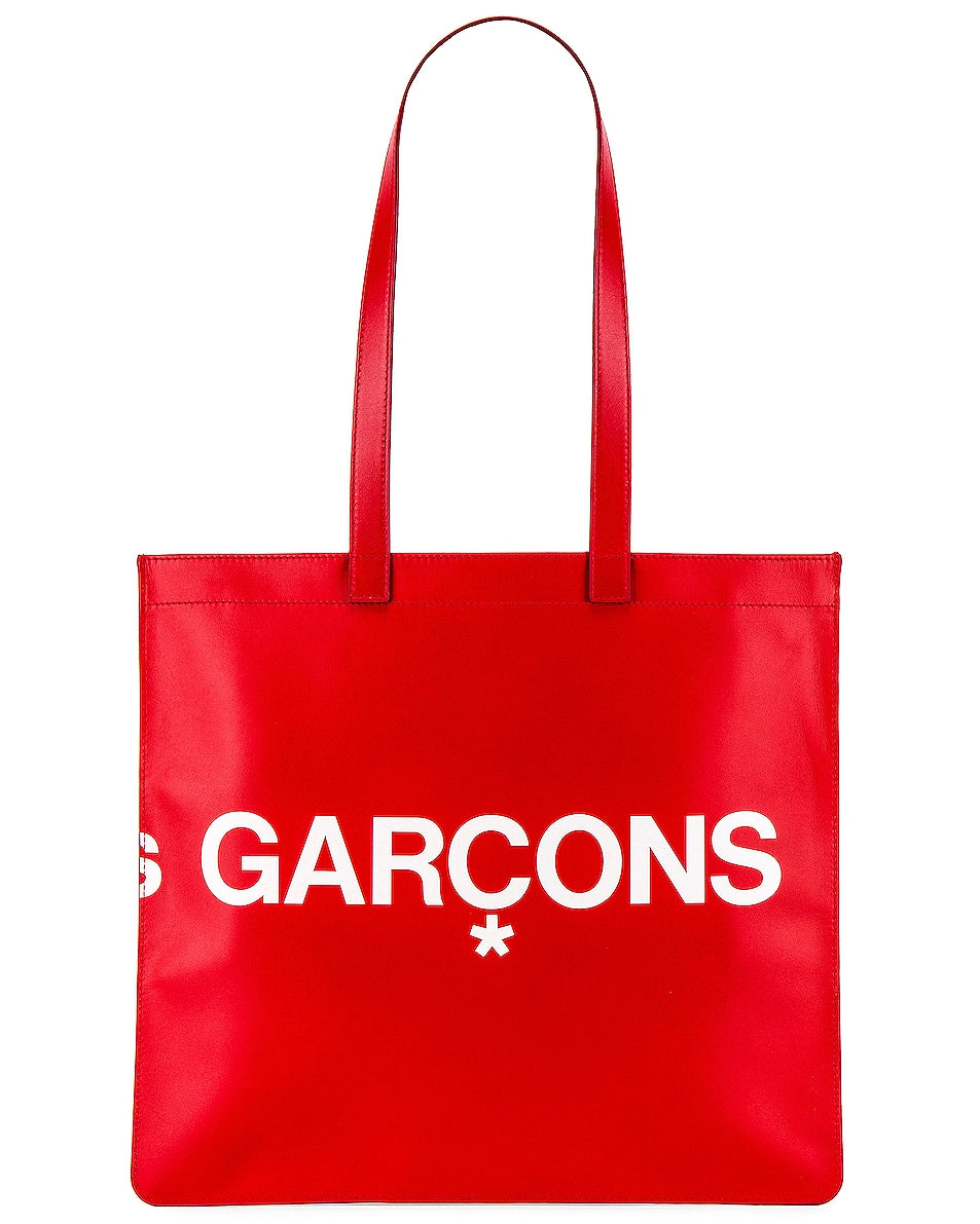 Comme des Garçons Huge Logo Tote Bag, red