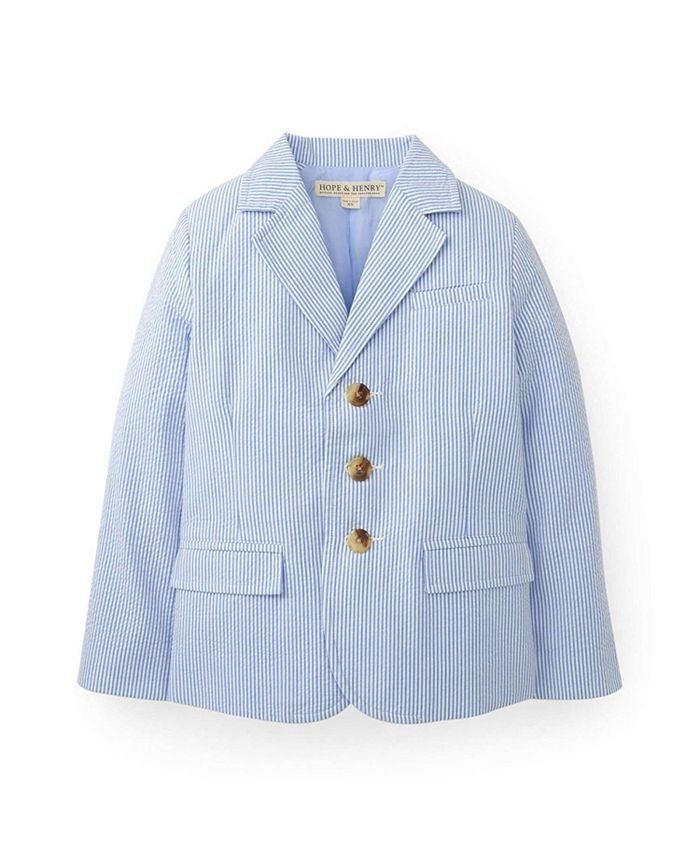 Hope & Henry Baby Boys' Crinkled Cotton Jacket, Blue