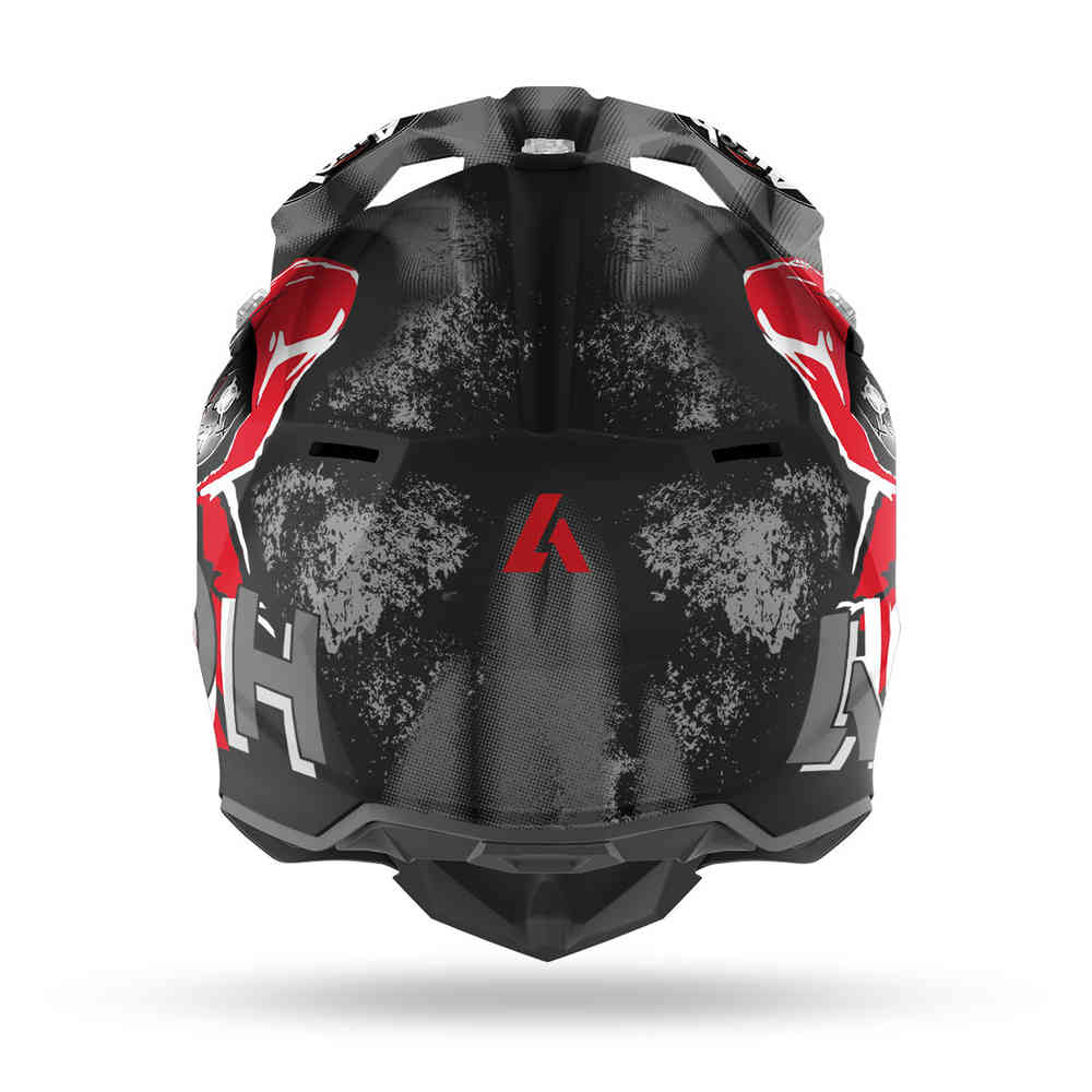 Wraap Alien Airoh Motocross Helmet, Matte Black/Red