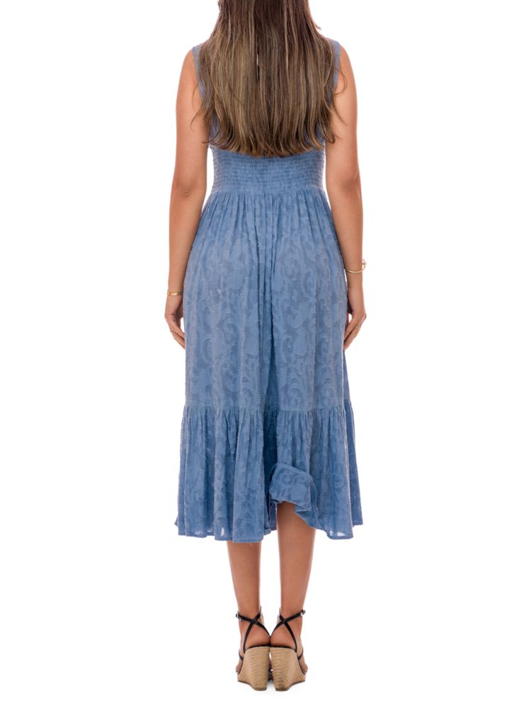 Ranee'S ruched lace peasant dress, blue