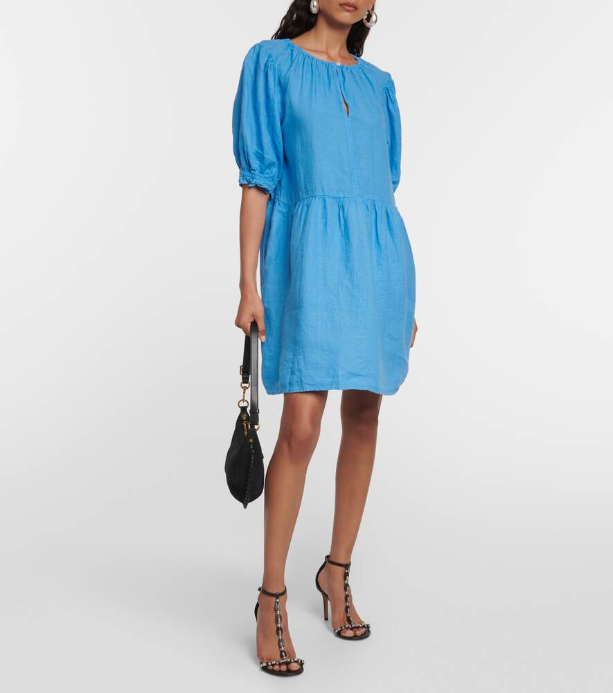 Kailani VELVET linen mini dress, blue