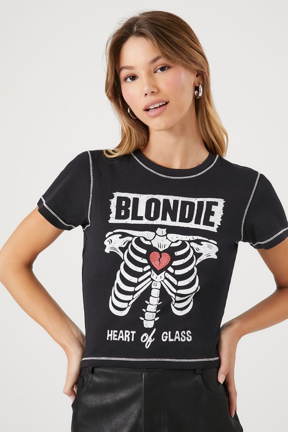 تي شيرت Blondie Forever 21 للأطفال، أسود