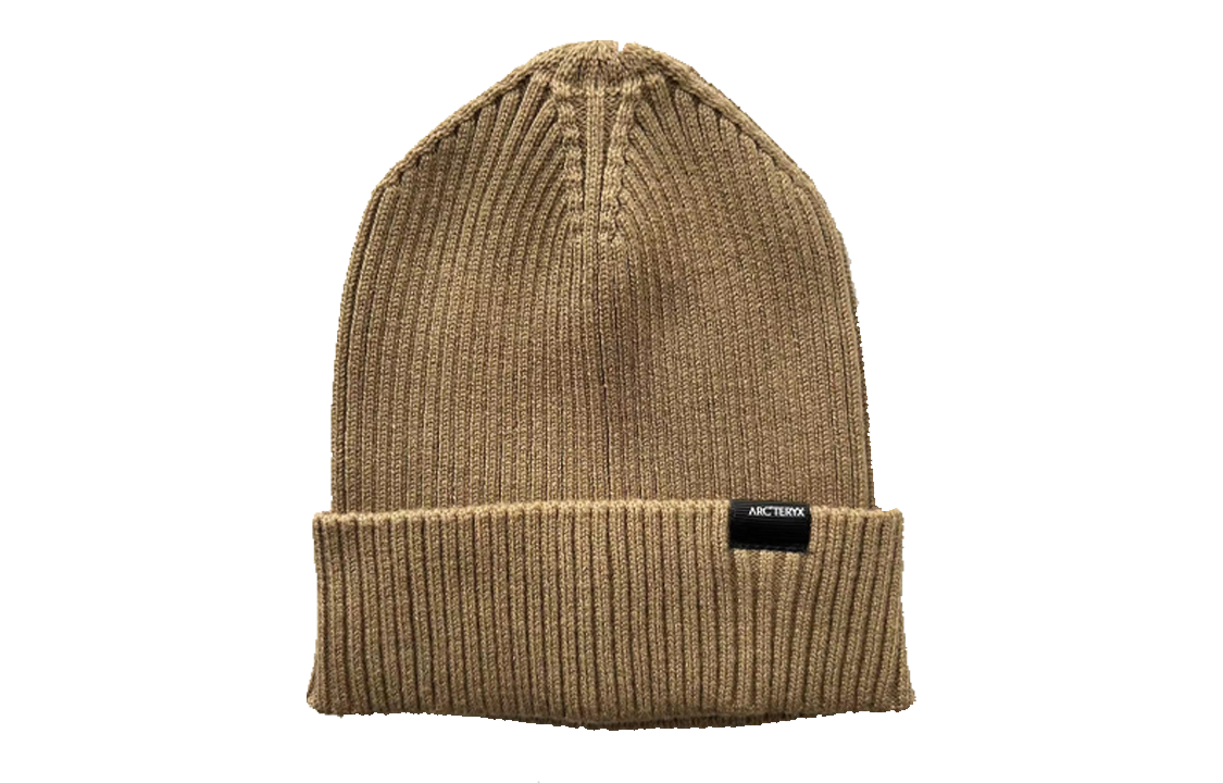 Arcteryx knitted hat with logo, brown