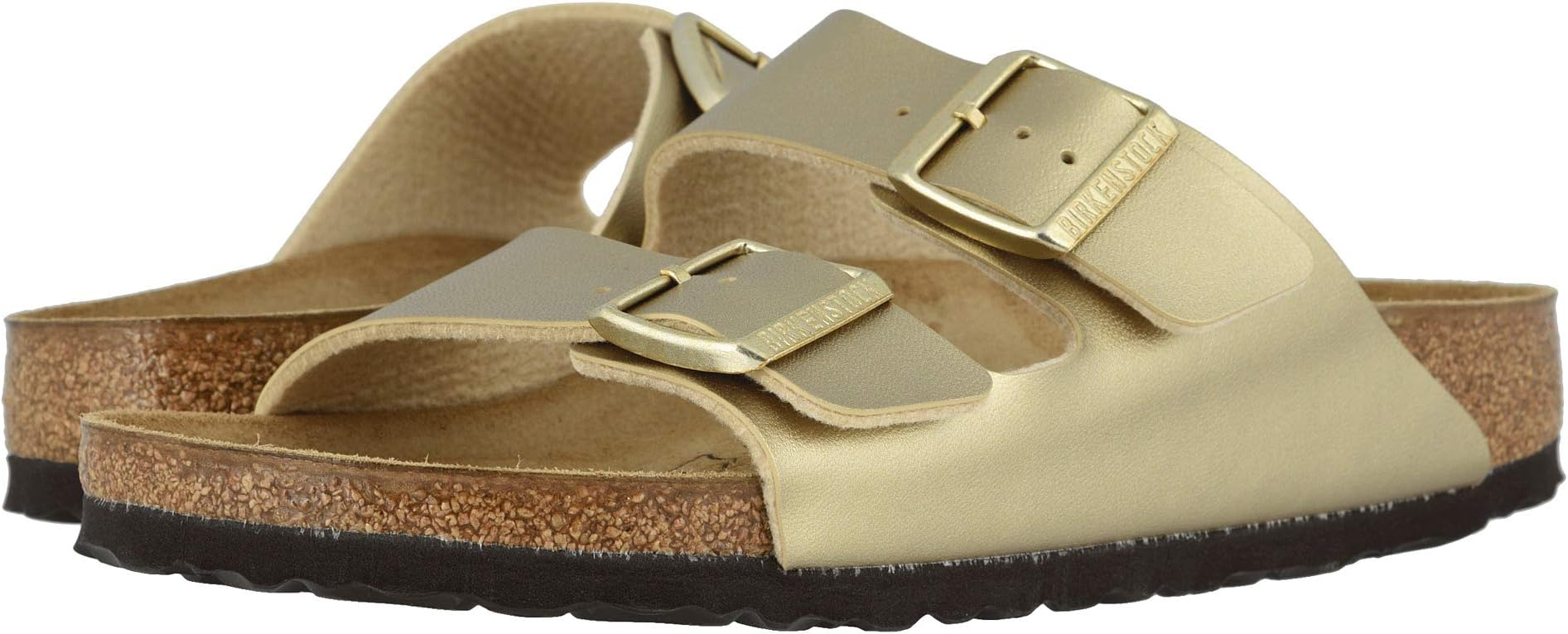 Arizona Birko-Flor Birkenstock Flat Sandals, Gold Birko-Flor