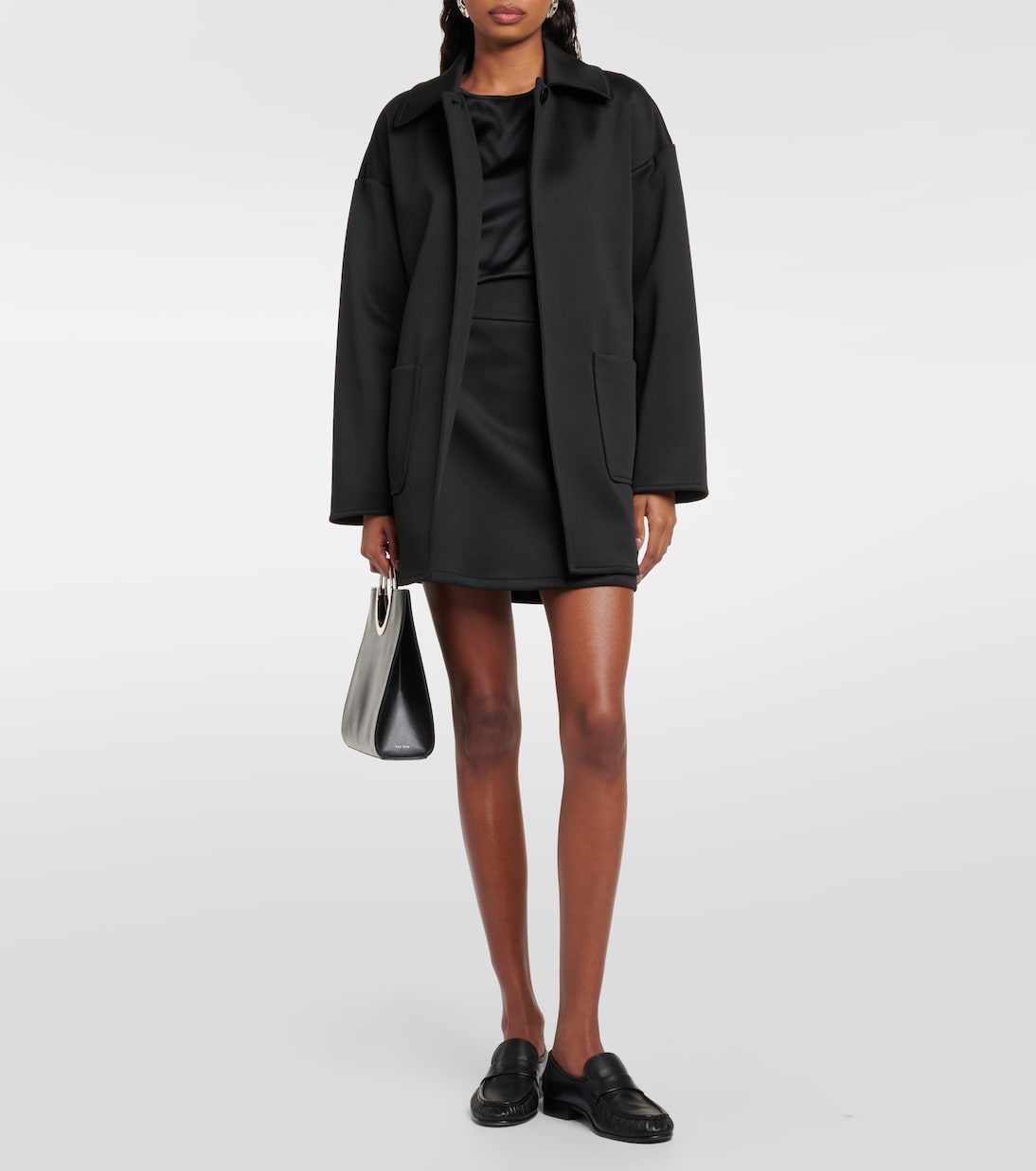 Rauche neoprene mini dress with belt Max Mara, black