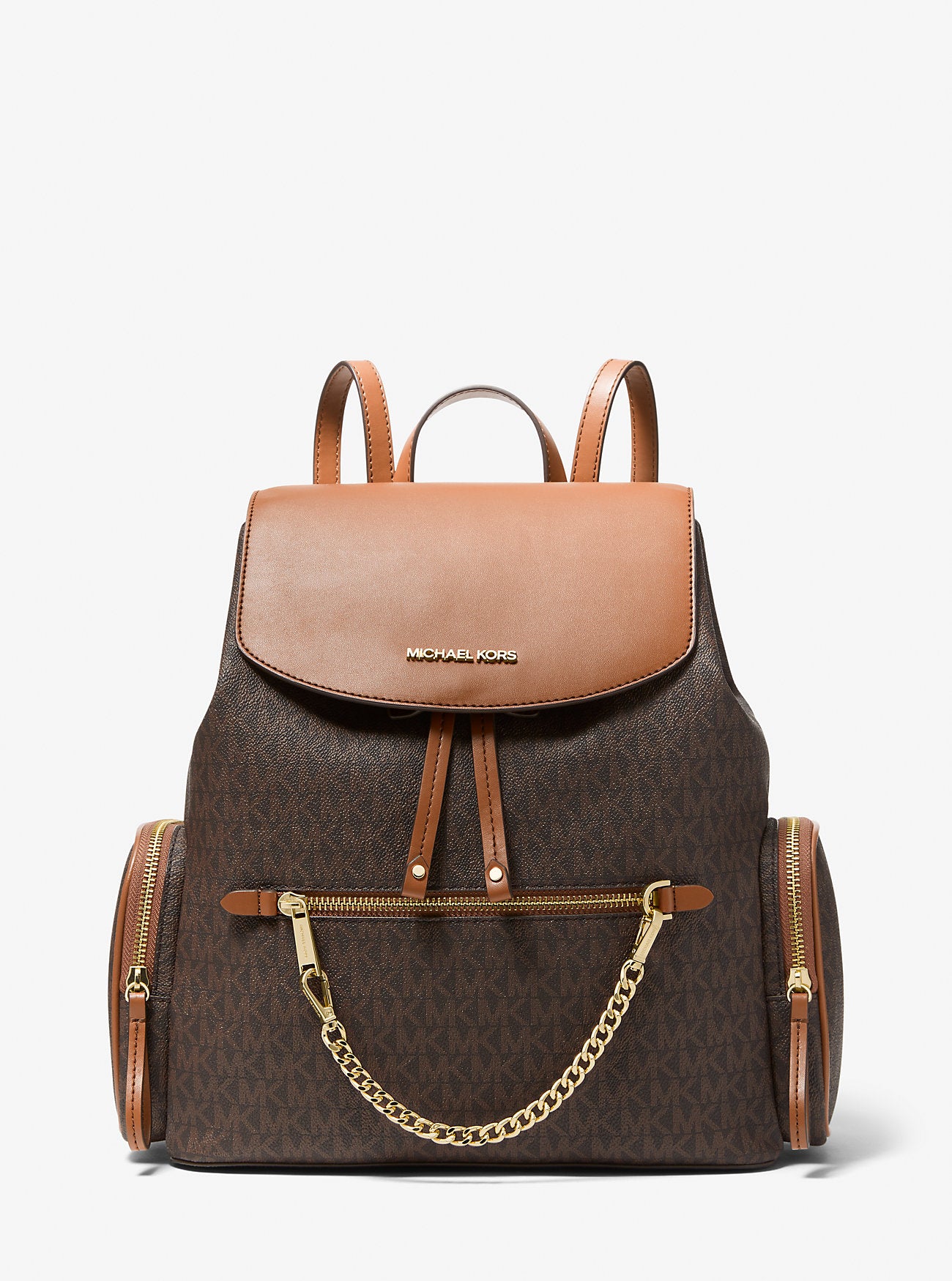 Large Jet Set Michael Kors Logo Backpack, Brown