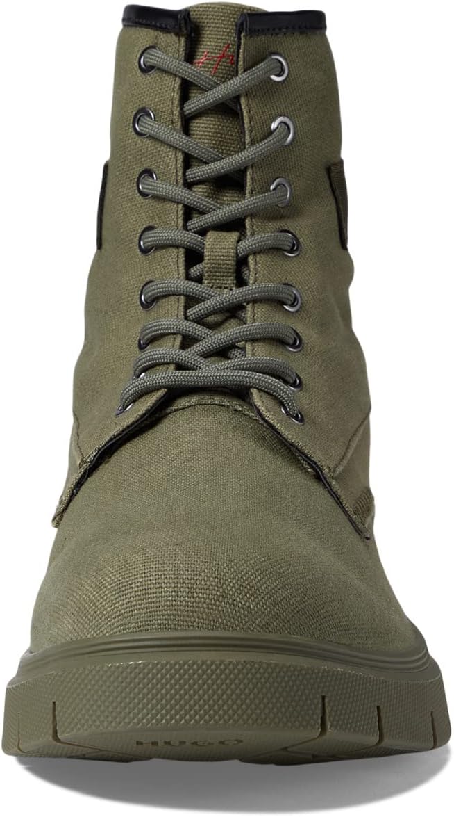 Ryan Canvas Lace-Up Boots HUGO, olive gray