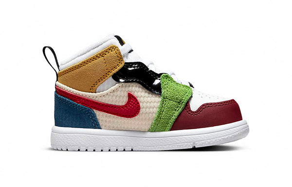 حذاء رياضي (TD) Air Jordan 1 Mid ALT SE 'Pearl White Gym Red'، أبيض