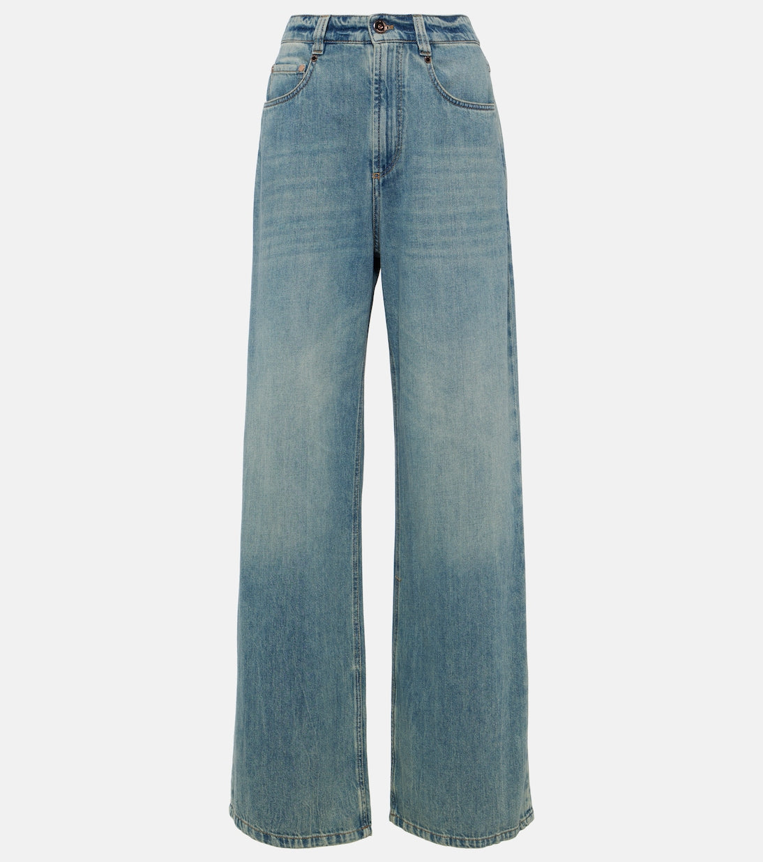 Brunello Cucinelli Wide Leg High Rise Jeans, Blue