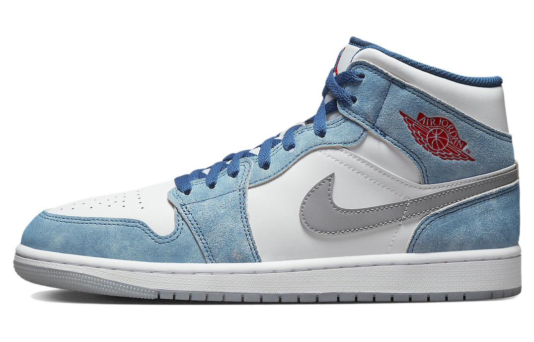 Jordan 1 Mid French Blue Fire Red