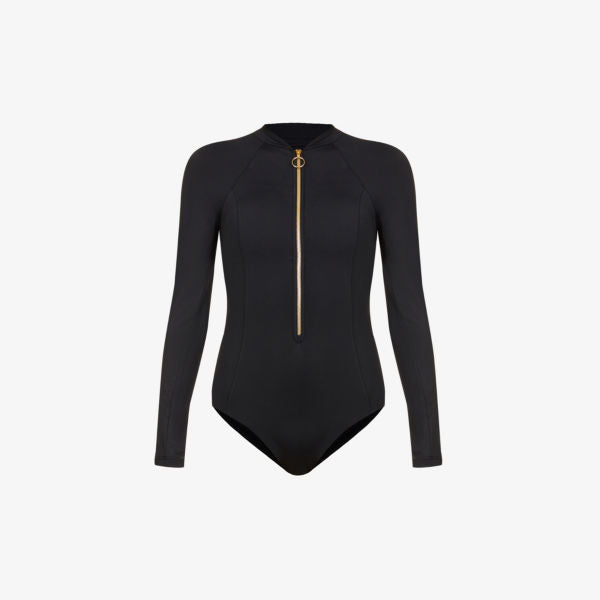 Collective Long Sleeve Swimsuit in Seafolly Stretch Recycled Nylon black