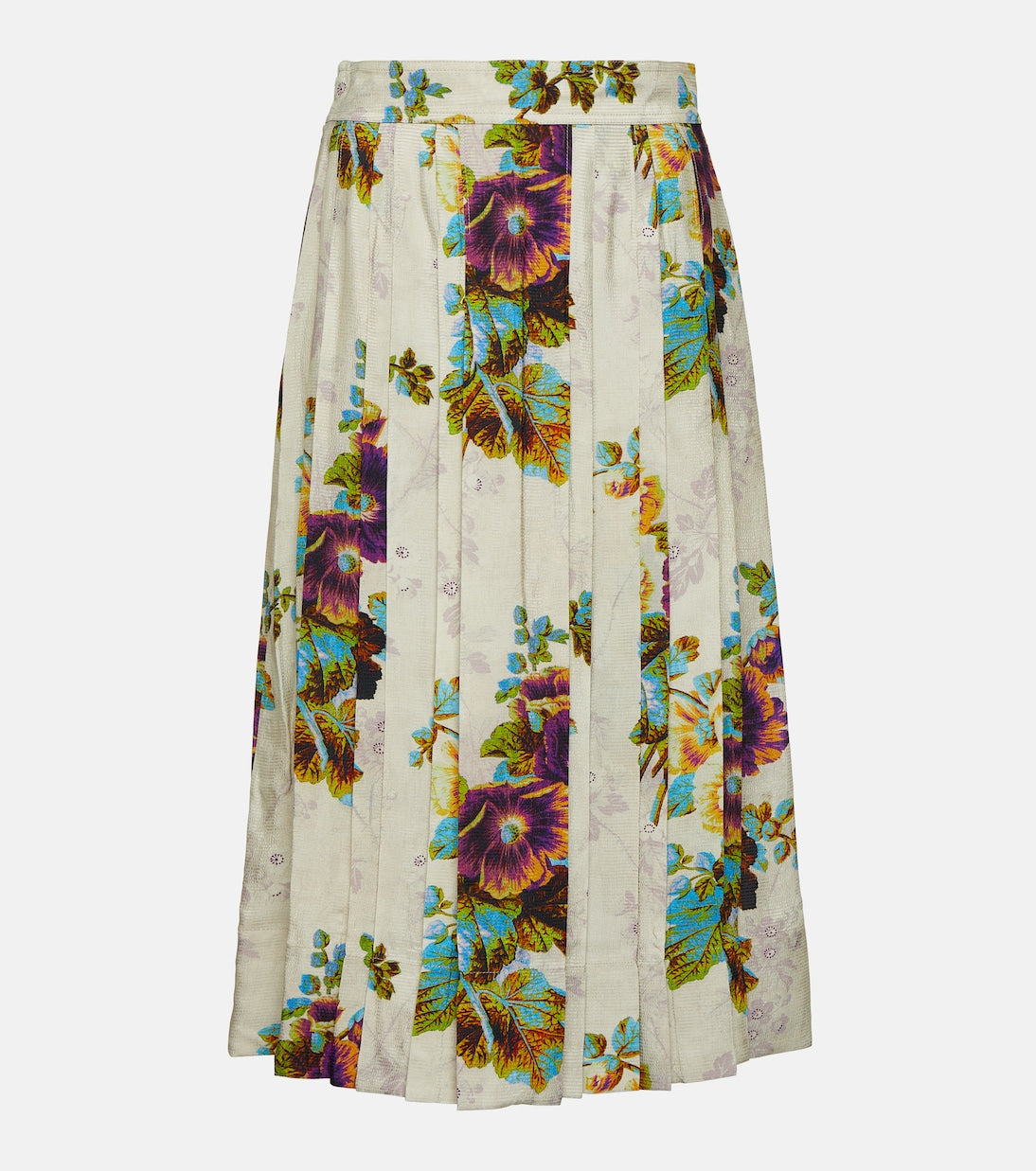 Tory Burch Floral Satin Midi Skirt, Multicolor