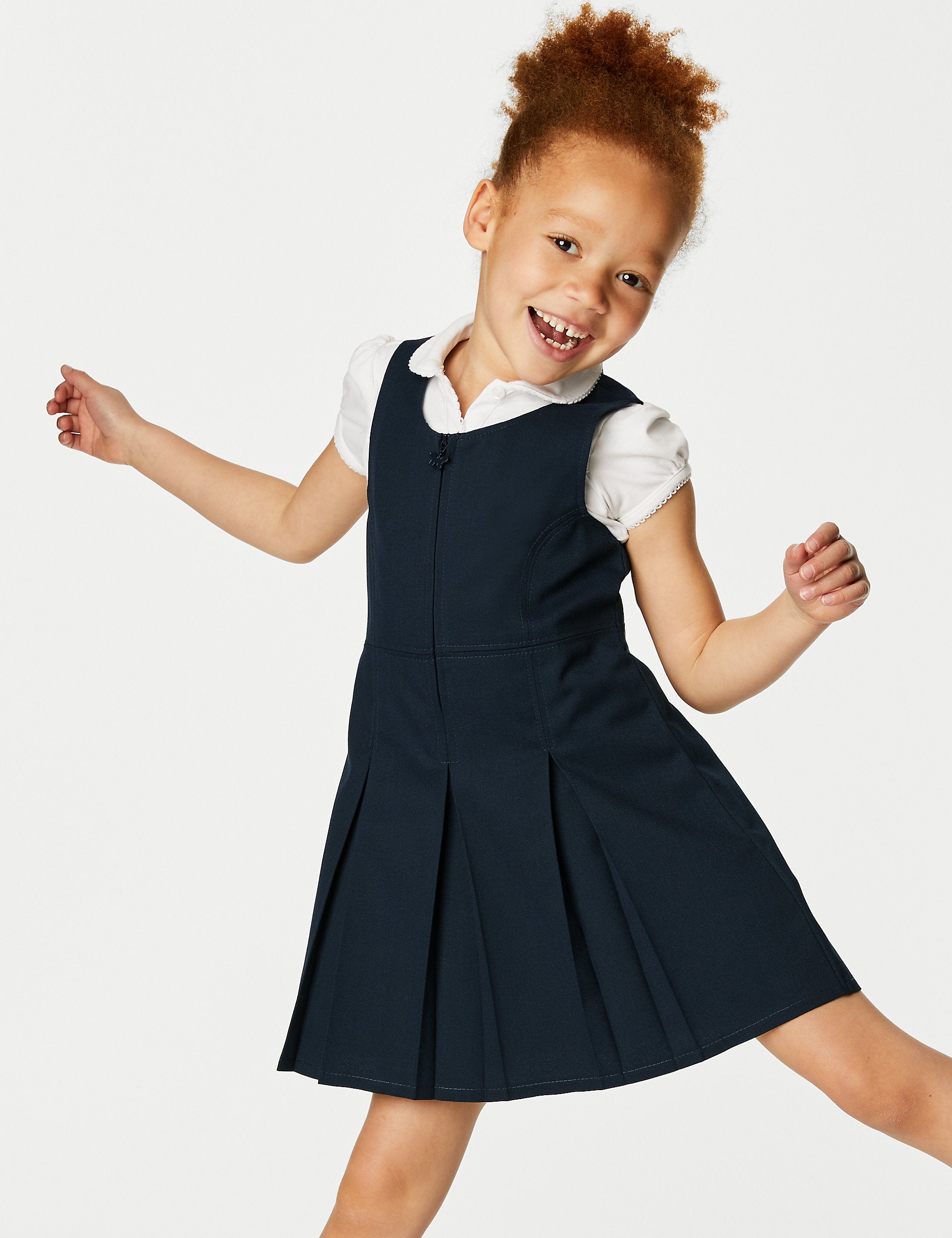 School pleated sundress for girls (2-12 years) Marks & Spencer, dark blue