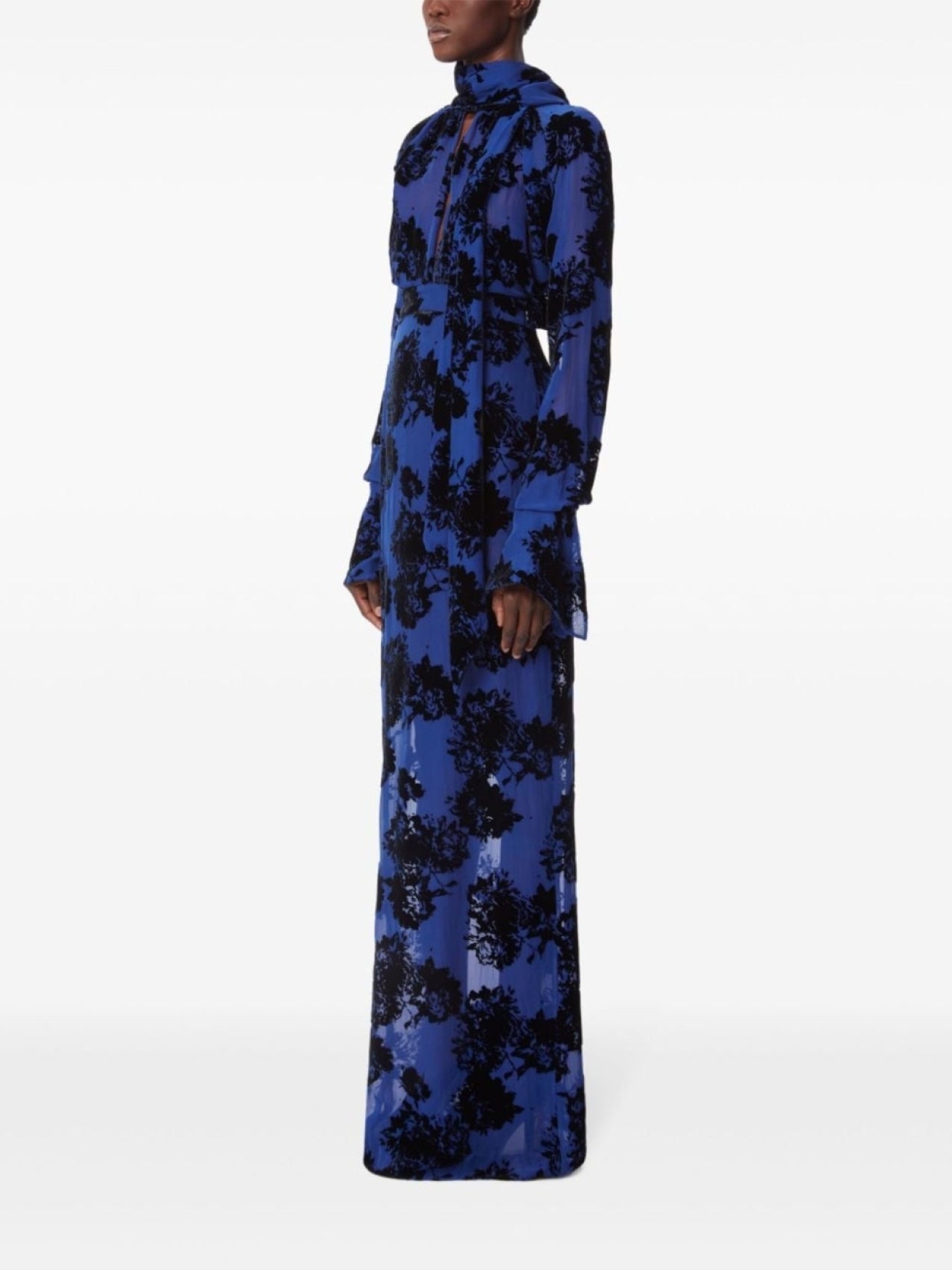 Nina Ricci Bow Floral Print Blouse Blue