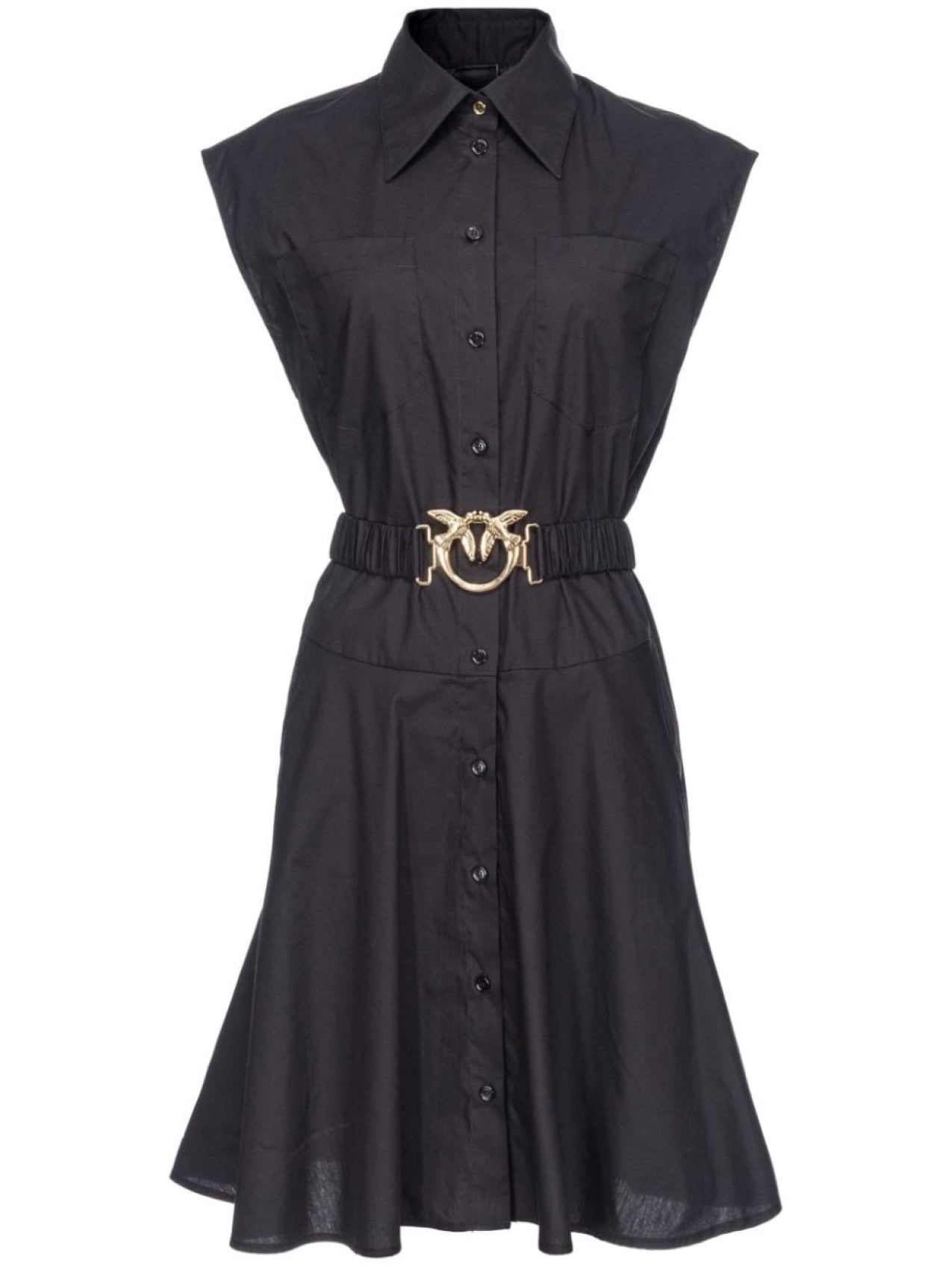 PINKO Shirt Dress with Love Birds Buckle, Black