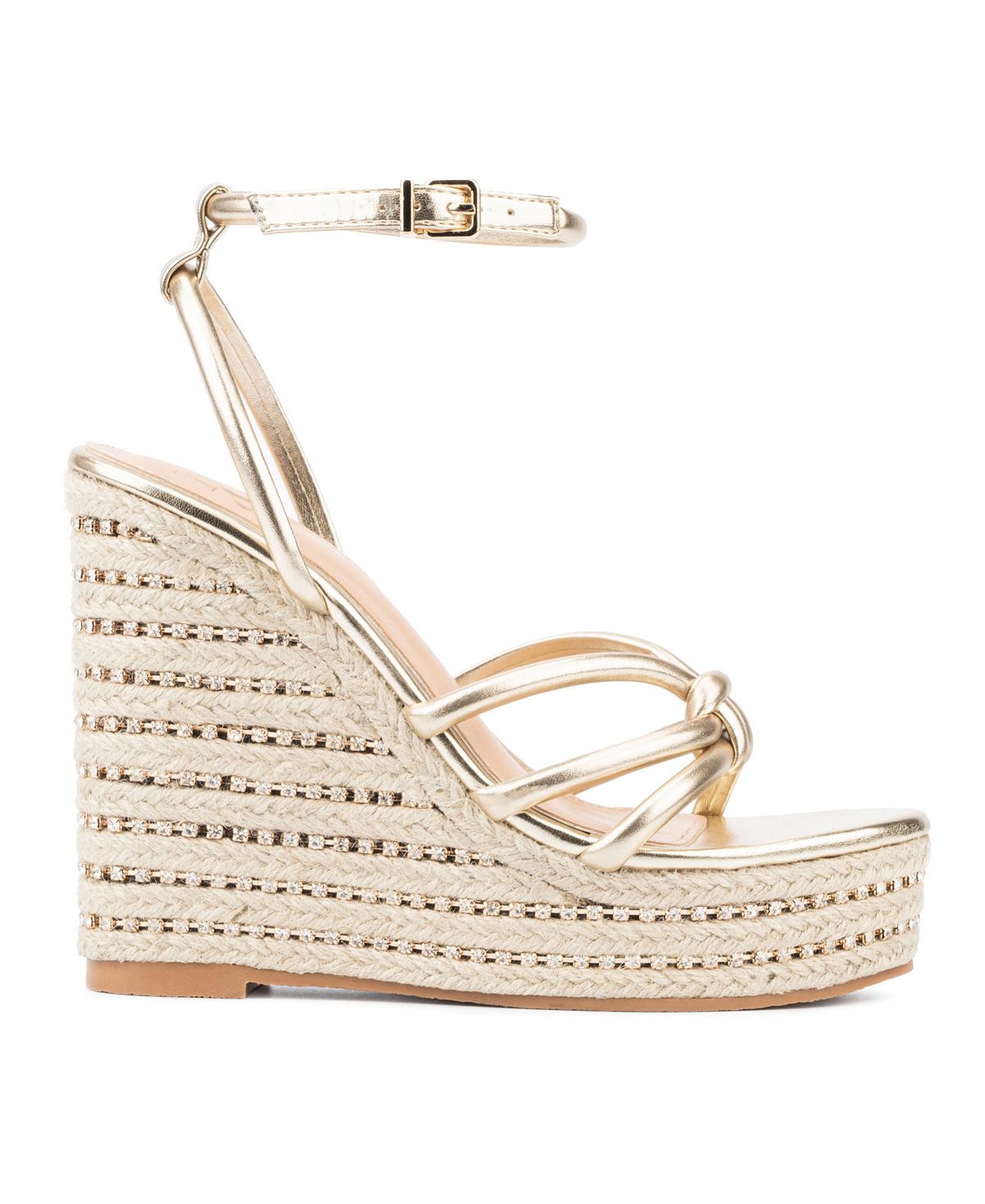 New York & Company Women's Rhinestone Electra Wedge Sandals, Gold