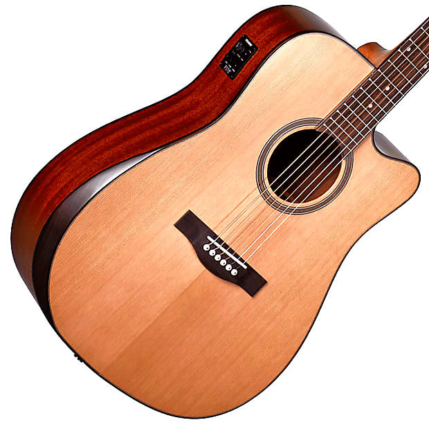 Acoustic Guitar Teton STS105CENT-AR Dreadnought with Armrest, Cutaway, Electronics Satin Natural