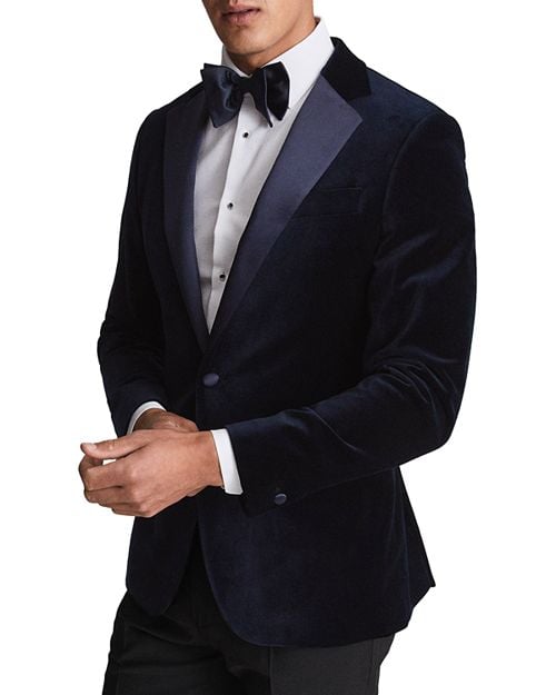 Ace REISS Velvet Tuxedo Jacket, Blue