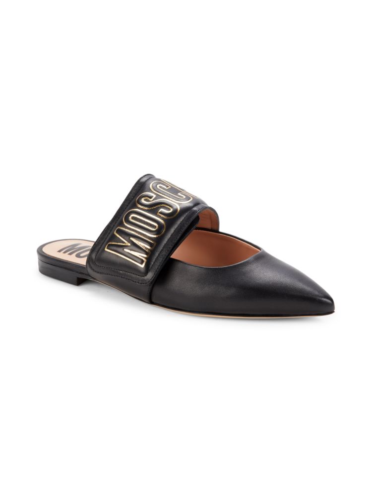 Leather clogs with Moschino Couture! logo, black