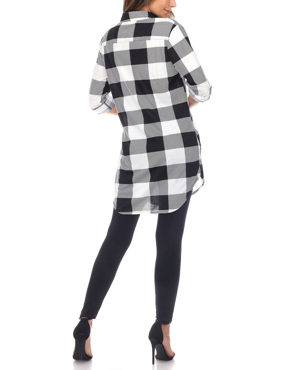 Women's tunic shirt in White Mark check