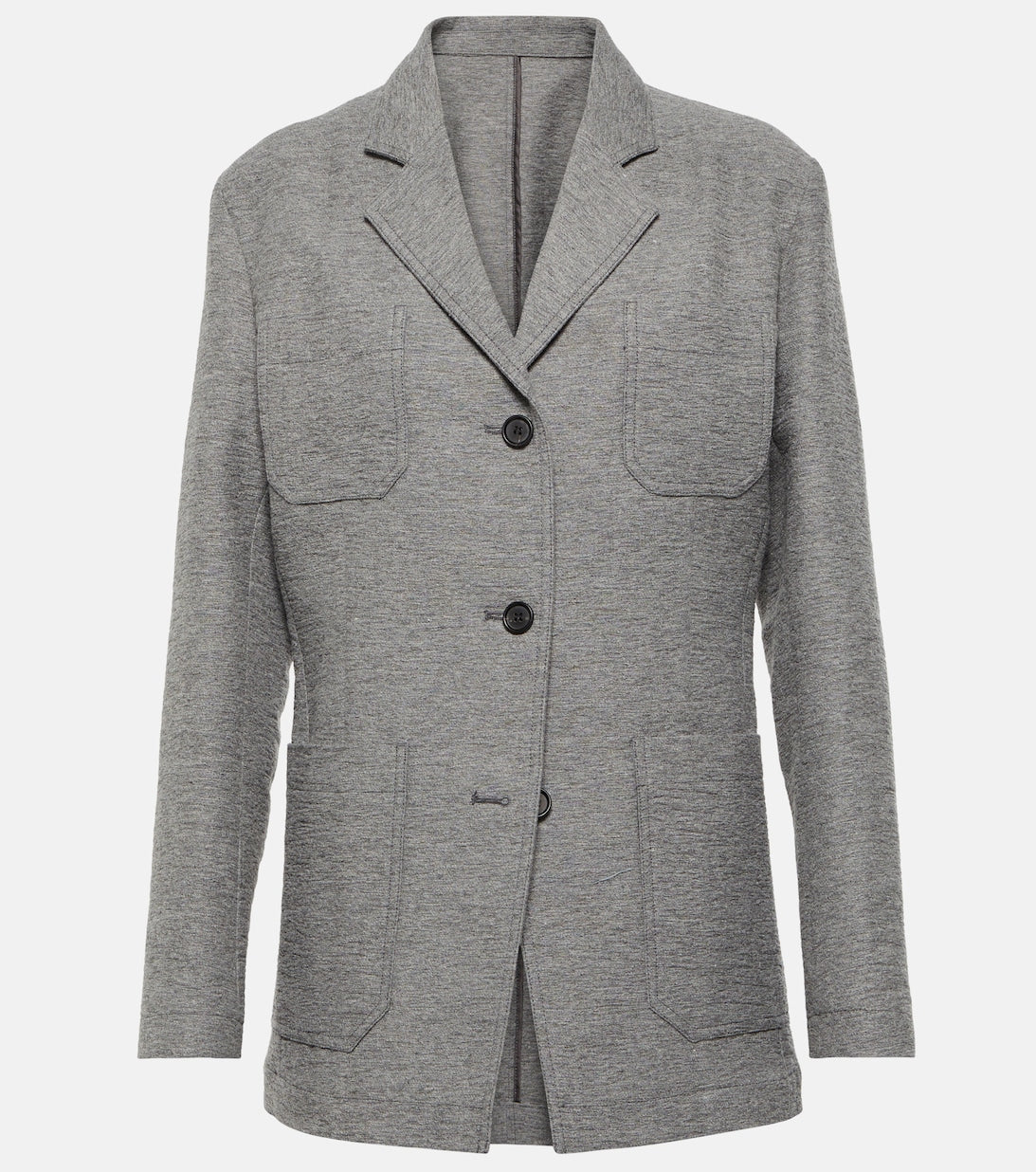 TOTEME Fitted Wool Blend Blazer, Gray