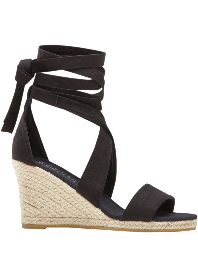 Rainbow wedge sandals, black