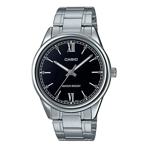 Casio Dress Minimalistic Stainless Steel Analog Watch 'Black Silver', black