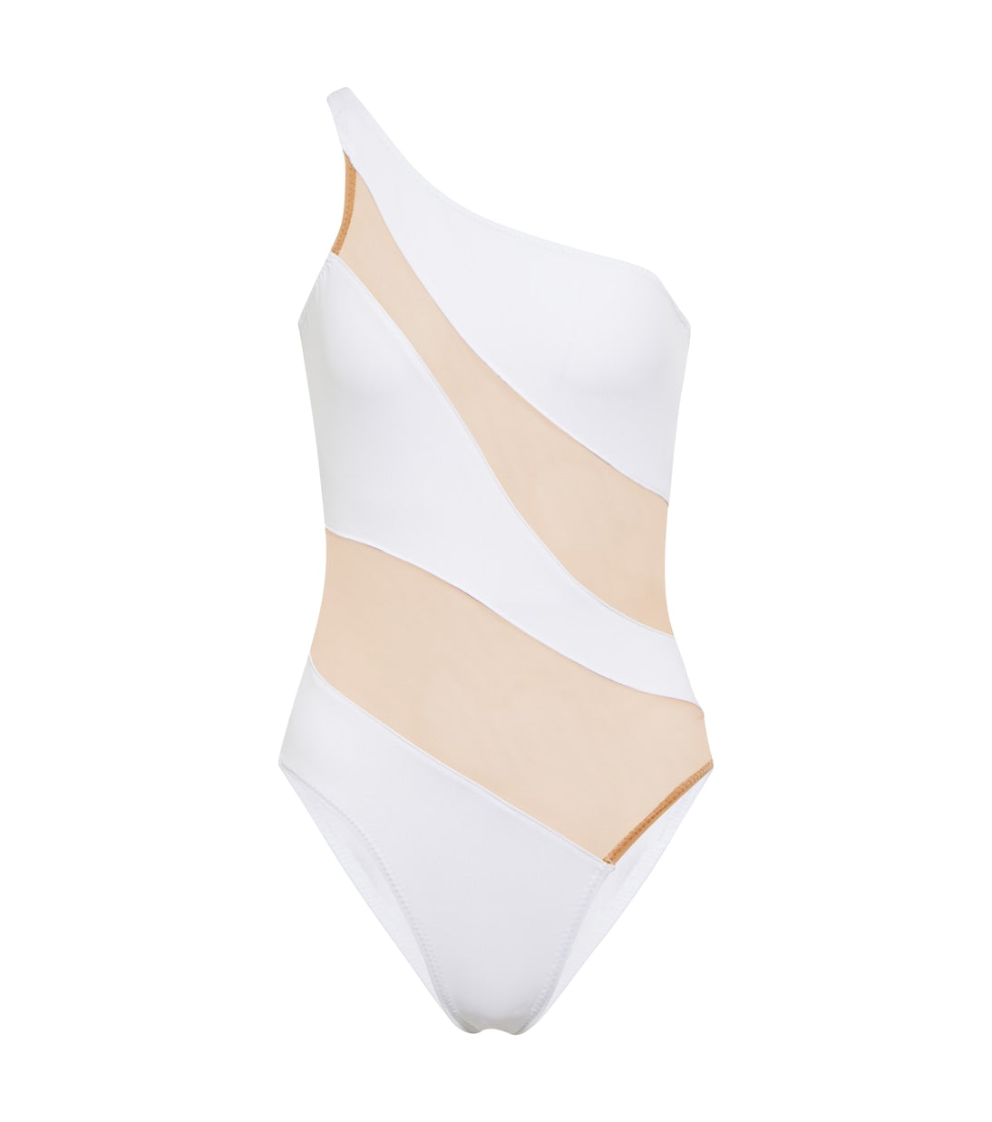 One-shoulder swimsuit with mesh inserts Norma Kamali, white