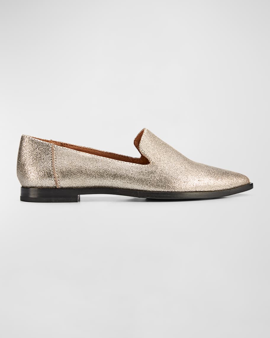 Kenzie Frye Metallic Leather Flat Loafers