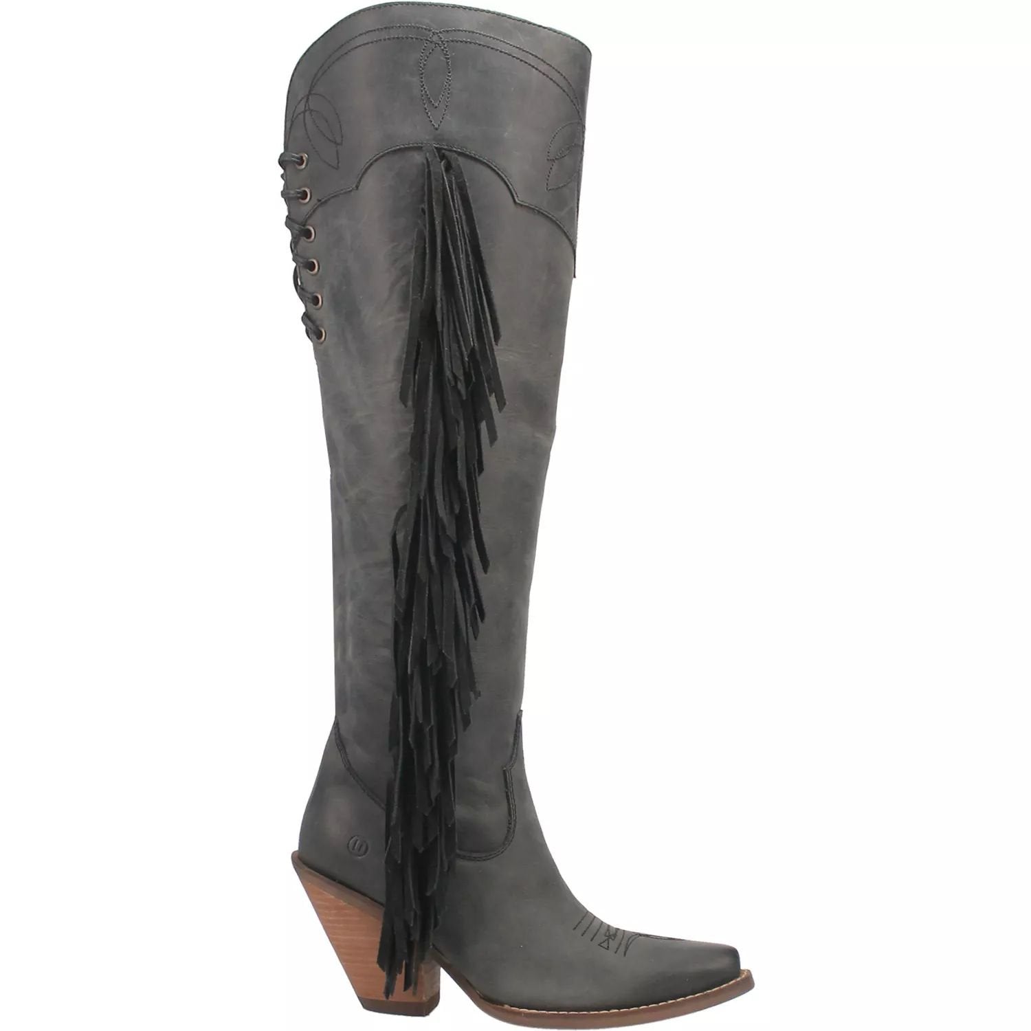 Dingo Sky High Dingo Women's Leather Thigh High Boots, Black