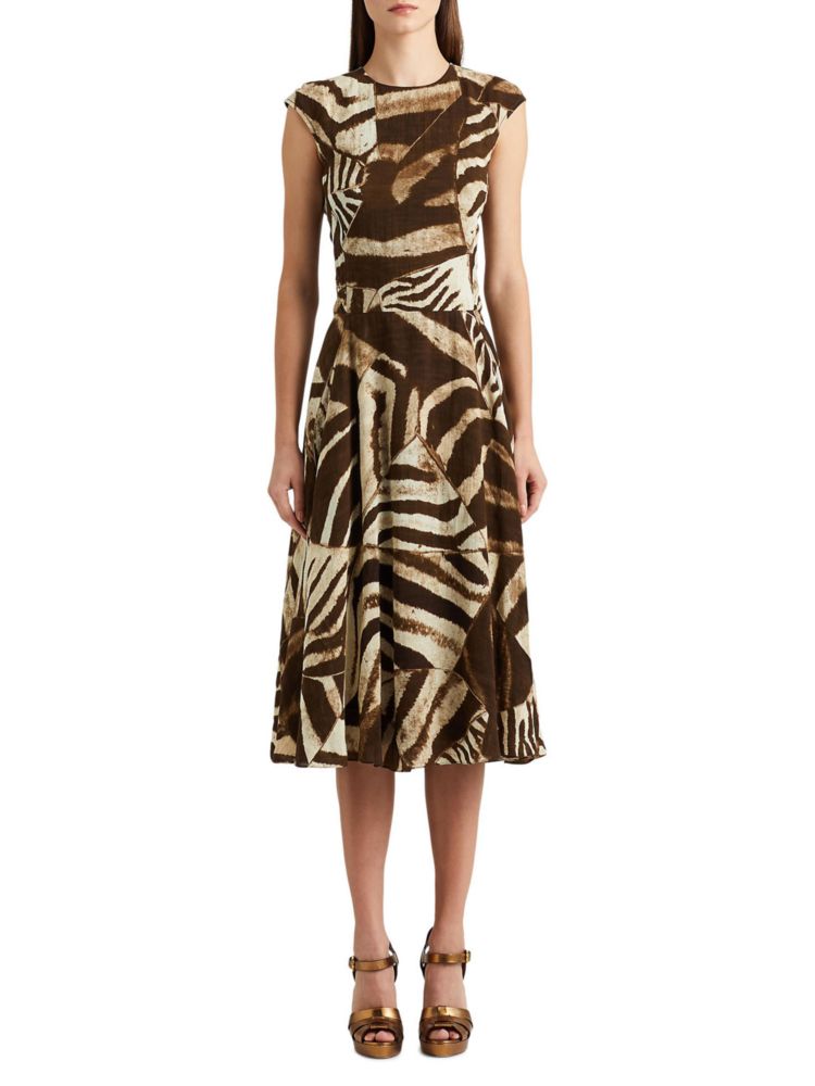 Omeria Fit & Flare Ralph Lauren day dress, brown