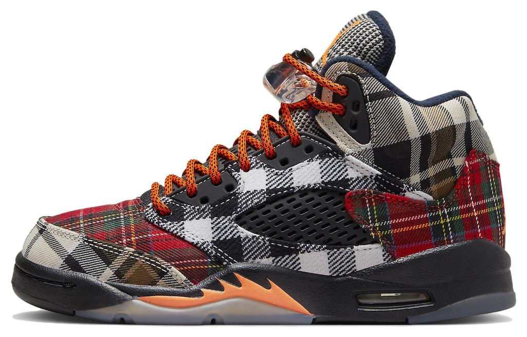 5 Retro Plaid GS Jordan Black/White/Red